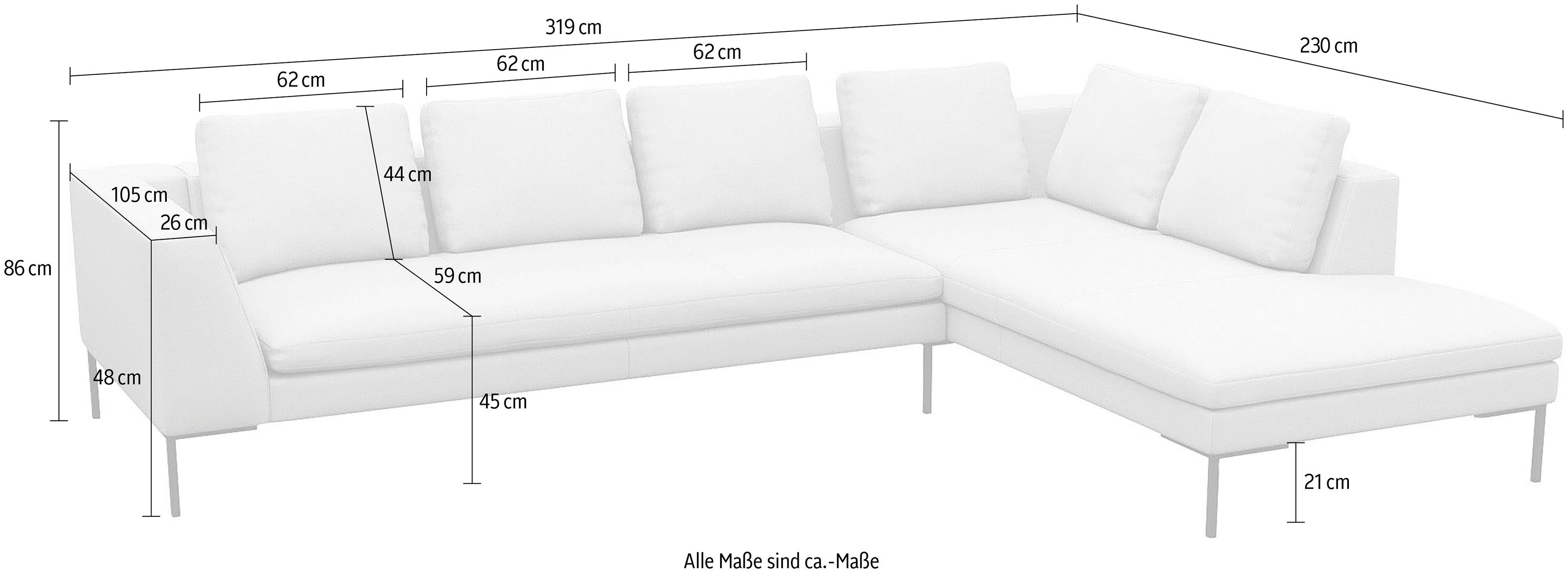 FLEXLUX Hoekbank Loano, super comfortabel zitcomfort door koudschuim in de zitting, L-vorm