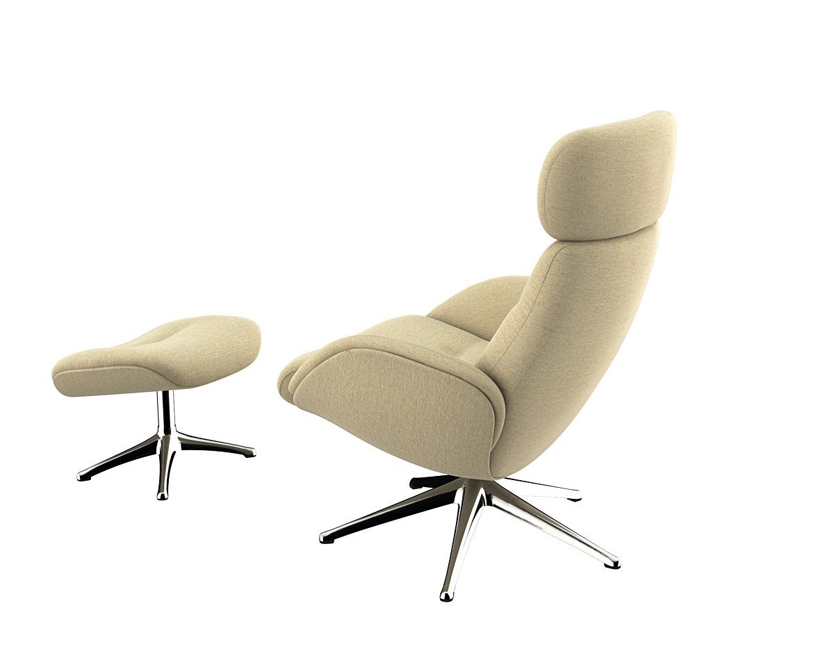 FLEXLUX Relaxfauteuil Elegant, functionele stoel, gestoffeerde stoel, armleuningen, TV-fauteuil, Premium comfort, rug- en hoofdeindeverstelling, draaibaar, voet van aluminium