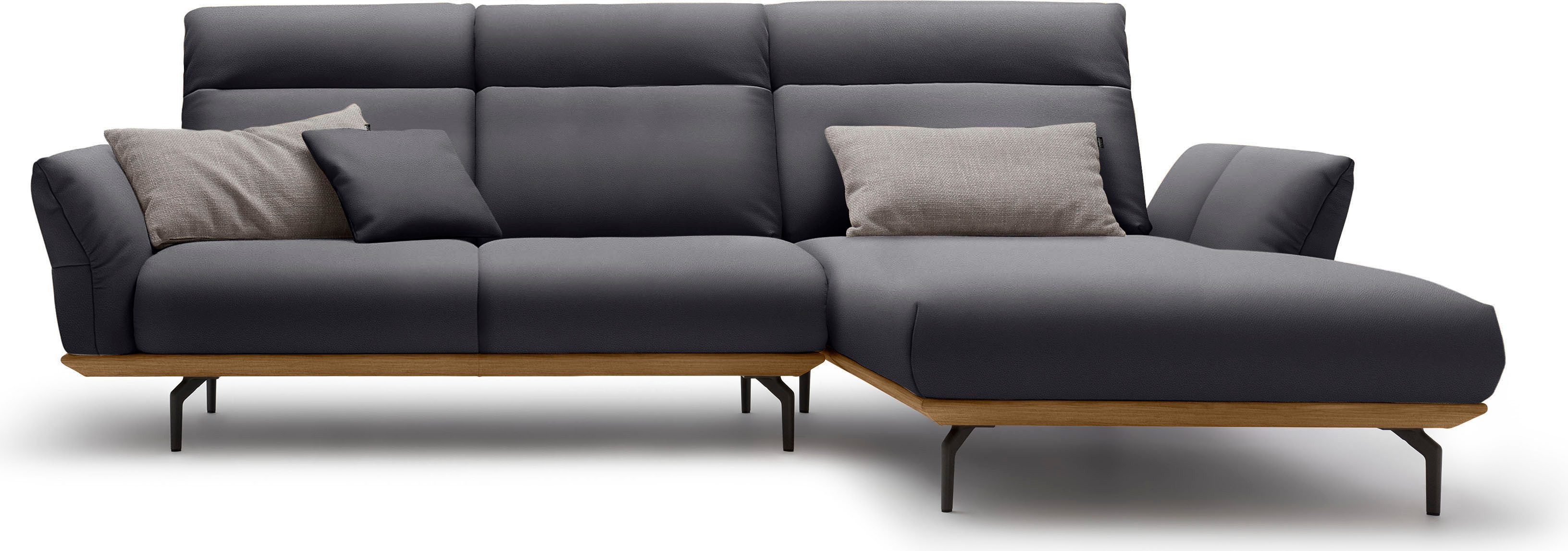 Hülsta Sofa Hoekbank Hs.460 Sokkel in walnotenhout, onderstel in umbra grijs, breedte 298 cm