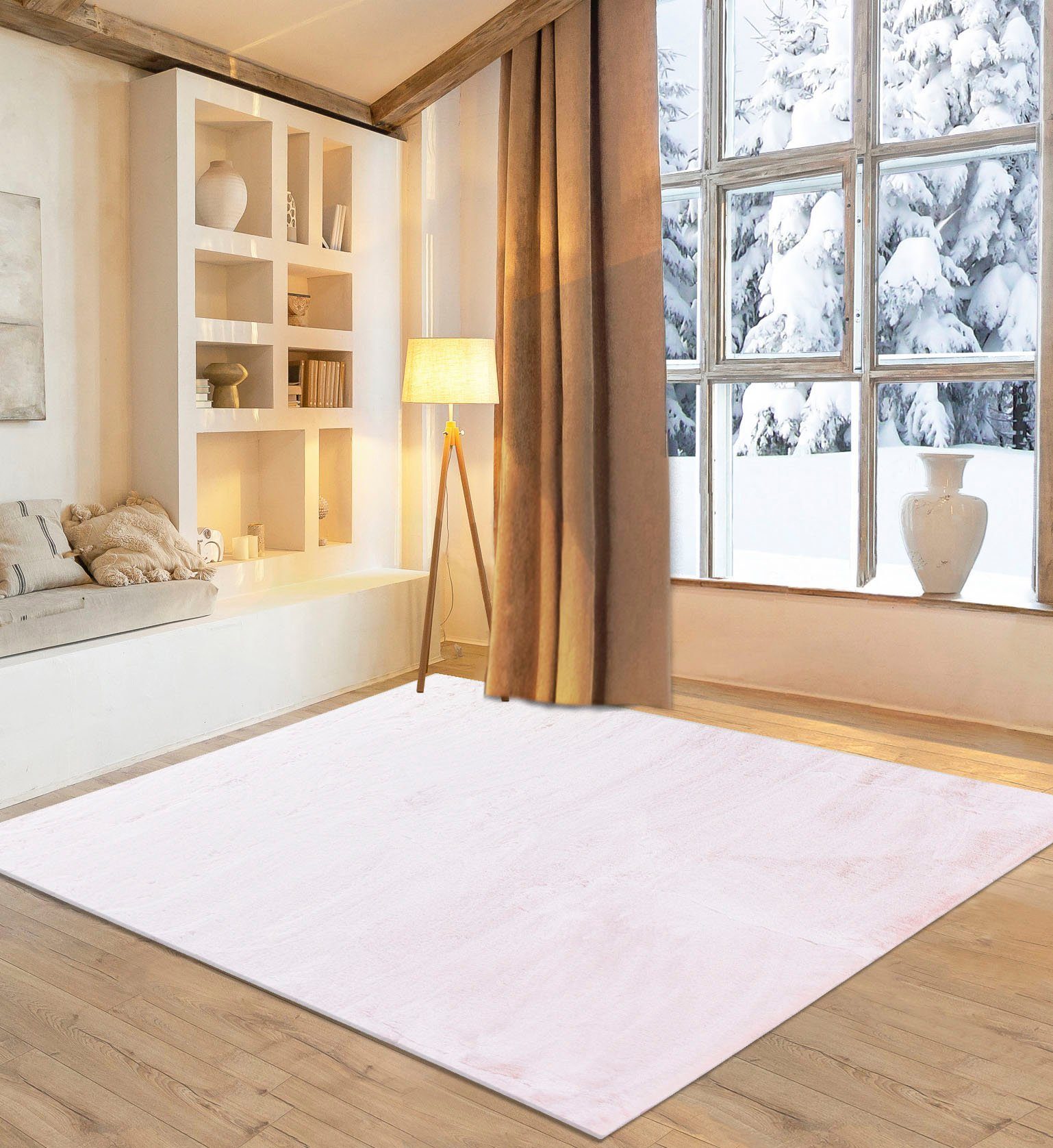 my home Vachtvloerkleed Guidel Kunstbont, knuffeltapijt, effen kleuren, super zacht, woonkamer dieren vloerkleden maat 60 cm x 135 cm x 30 mm roze
