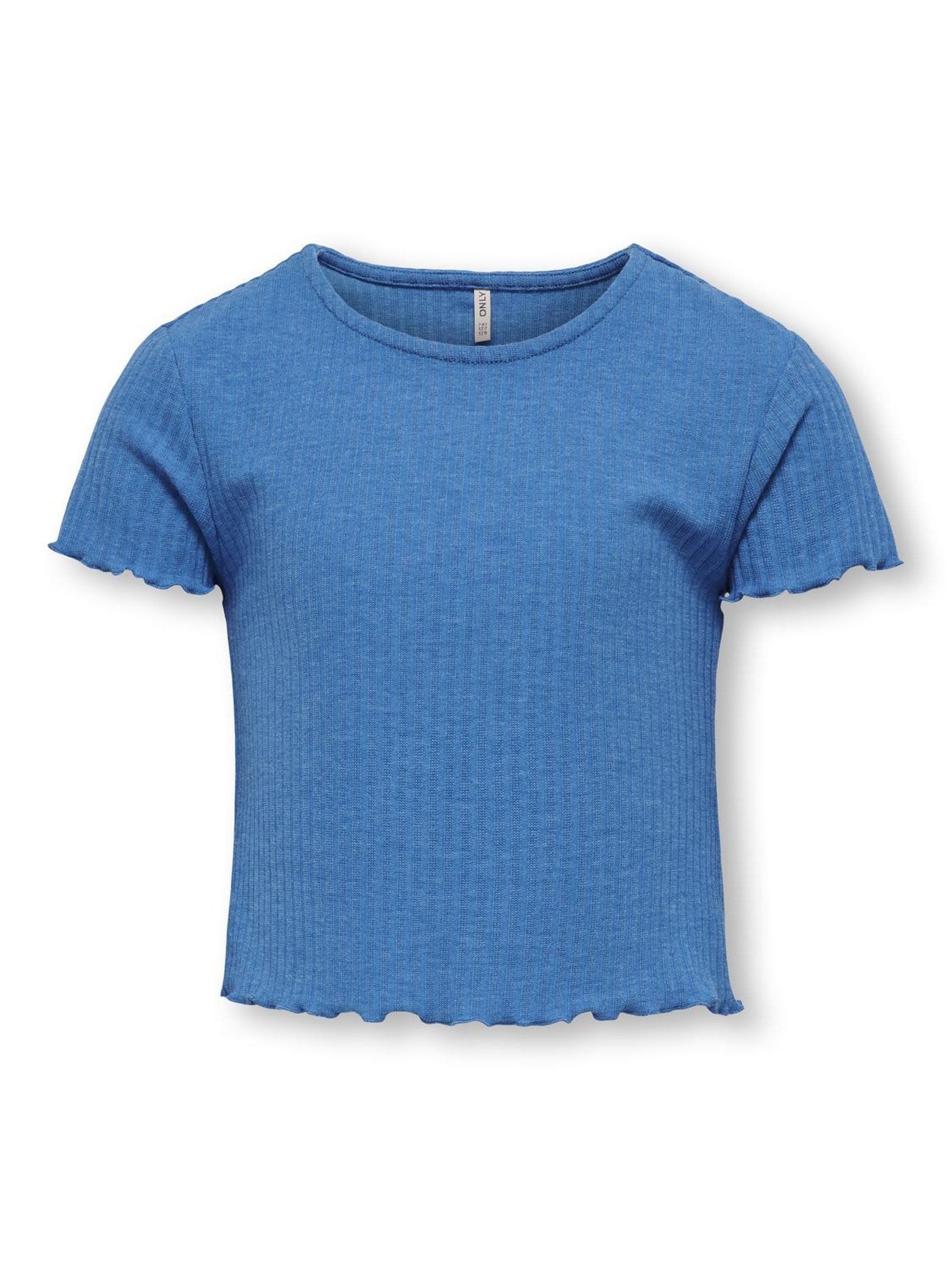 Only KIDS ribgebreid T-shirt KOGNELLA middenblauw Meisjes Polyester Ronde hals 122 128