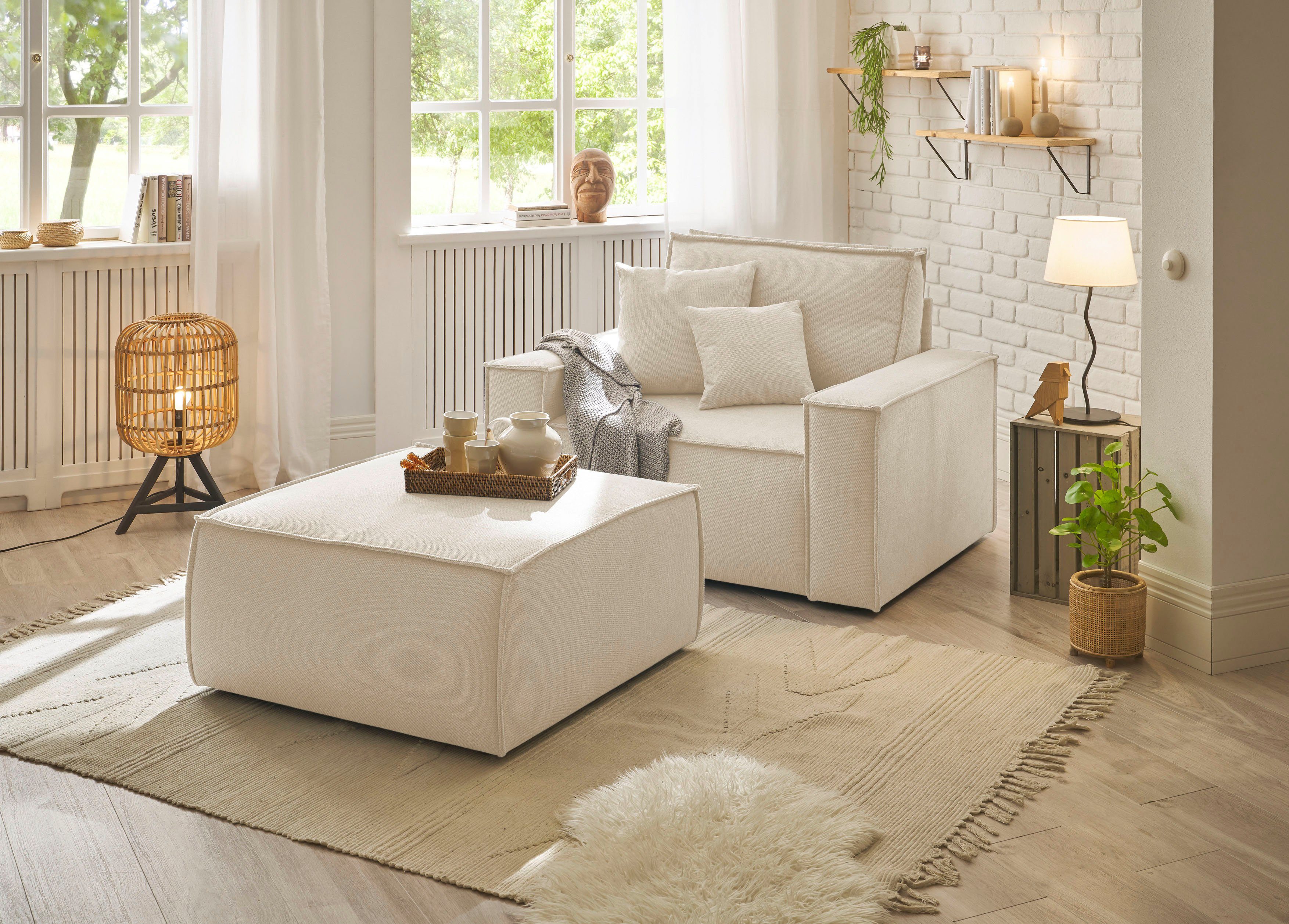 andas Loveseat Finnley Loveseat en hocker als set, passend bij de bekleding-serie Finnley (2-delig)
