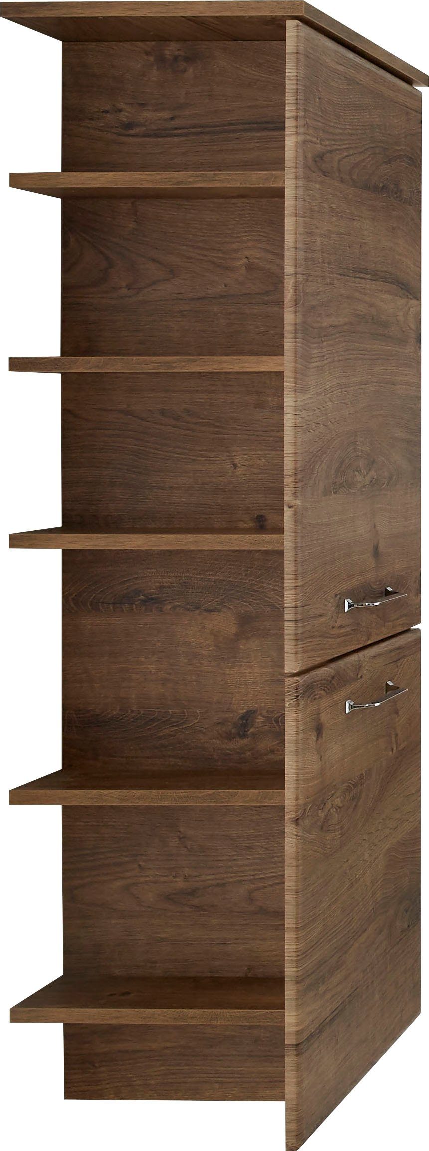Saphir Halfhoge kast Quickset badkamermeubel 50 cm breed, 2 deuren, zijplanken Badkamer-halfhoge kast inclusief deurdemper, grepen in glanzend chroom