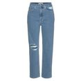 tommy jeans straight jeans harper hr strgt cf6115 met knee-cut  tommy jeans logobadge blauw