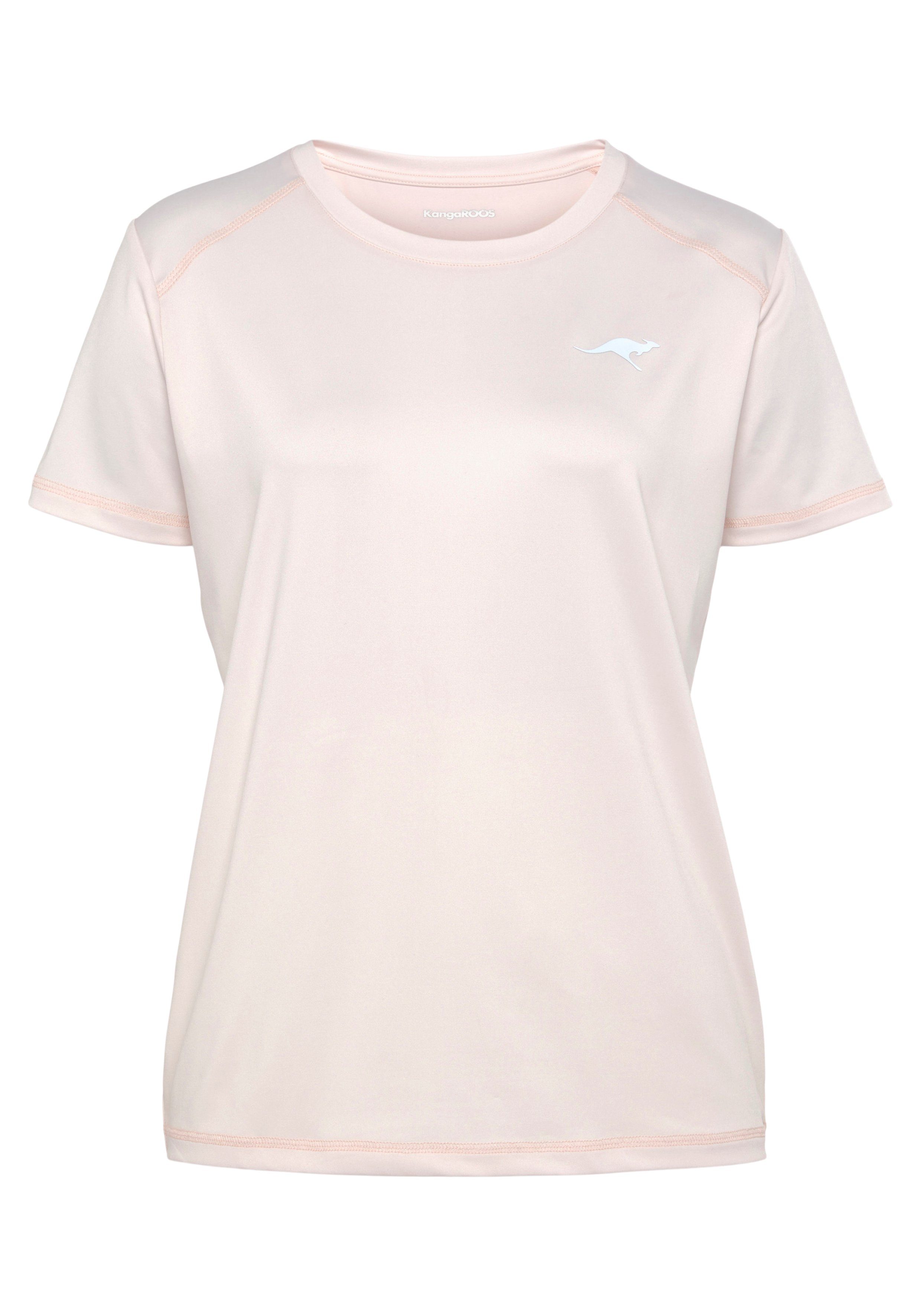 KangaROOS Trainingsshirt Korte mouw, heupbedekkend, effen kleur, ronde hals