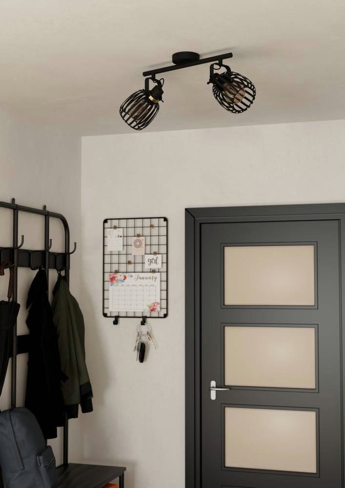 EGLO Plafondspot Girona Plafondlamp, metaal in zwart en geborsteld messing, plafondspot, E27 (1 stuk)