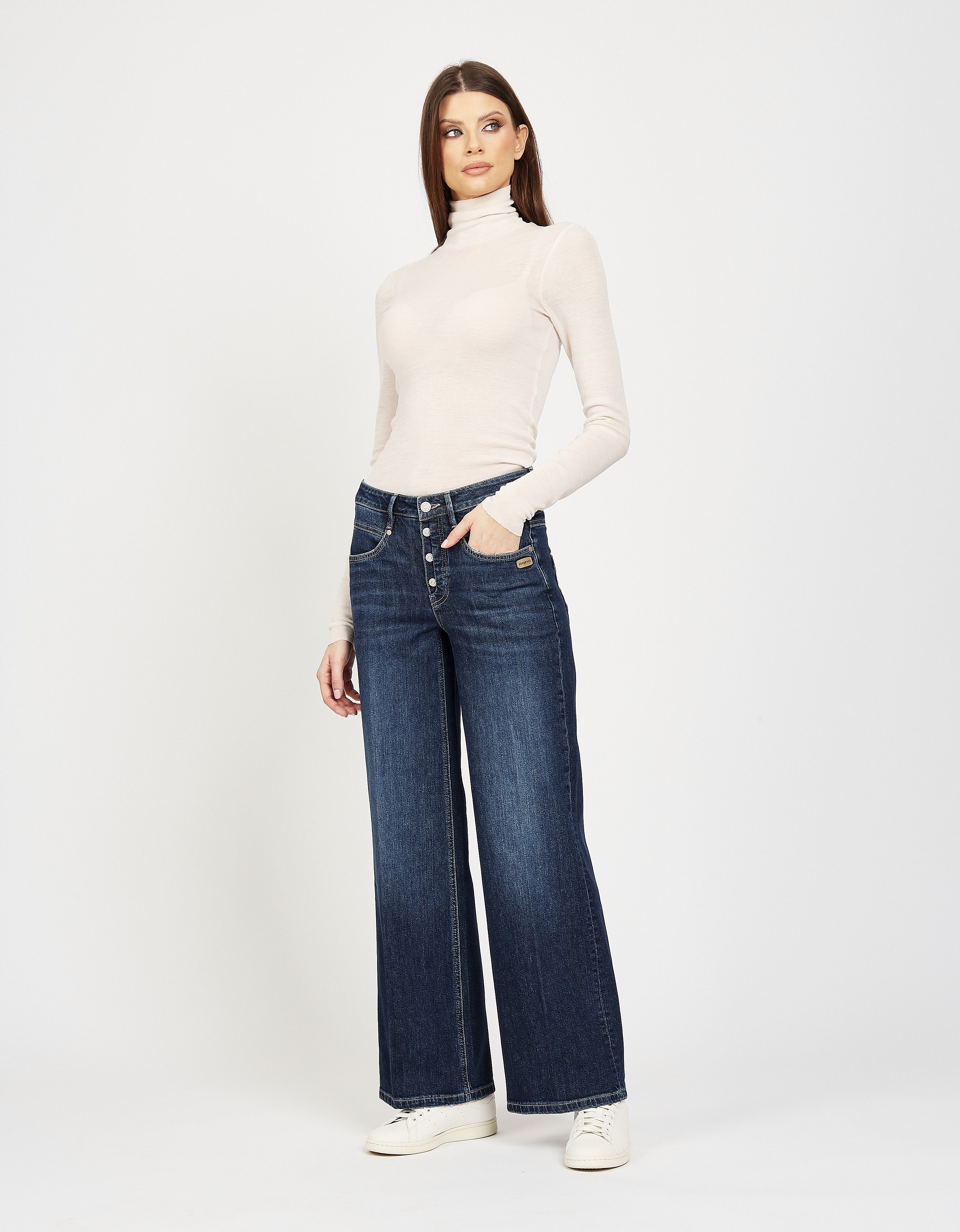 GANG Wijde jeans 94MEDINA WIDE met knoopsluiting