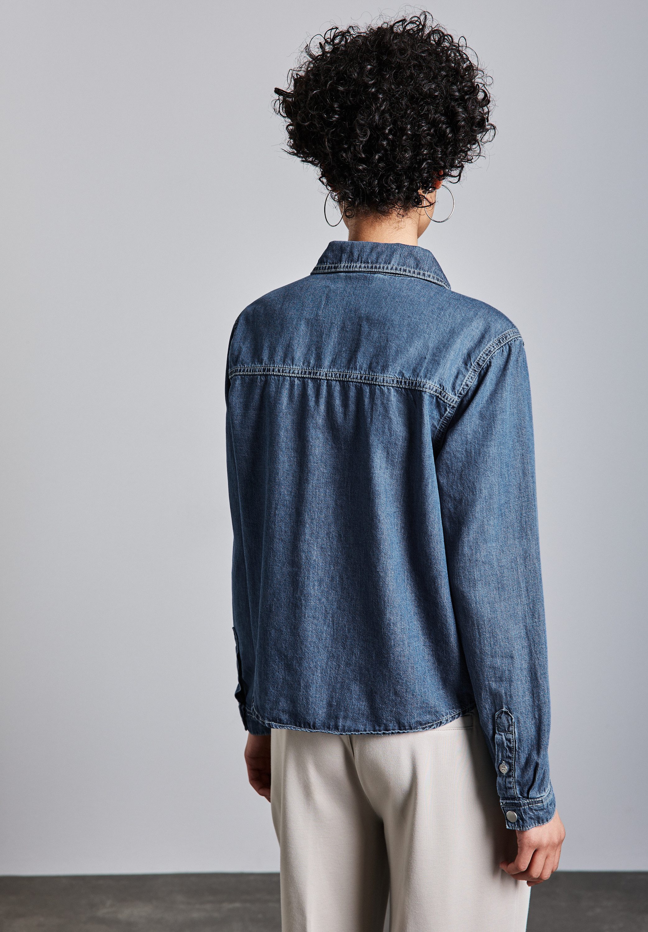 STREET ONE Jeans blouse met drukknopen