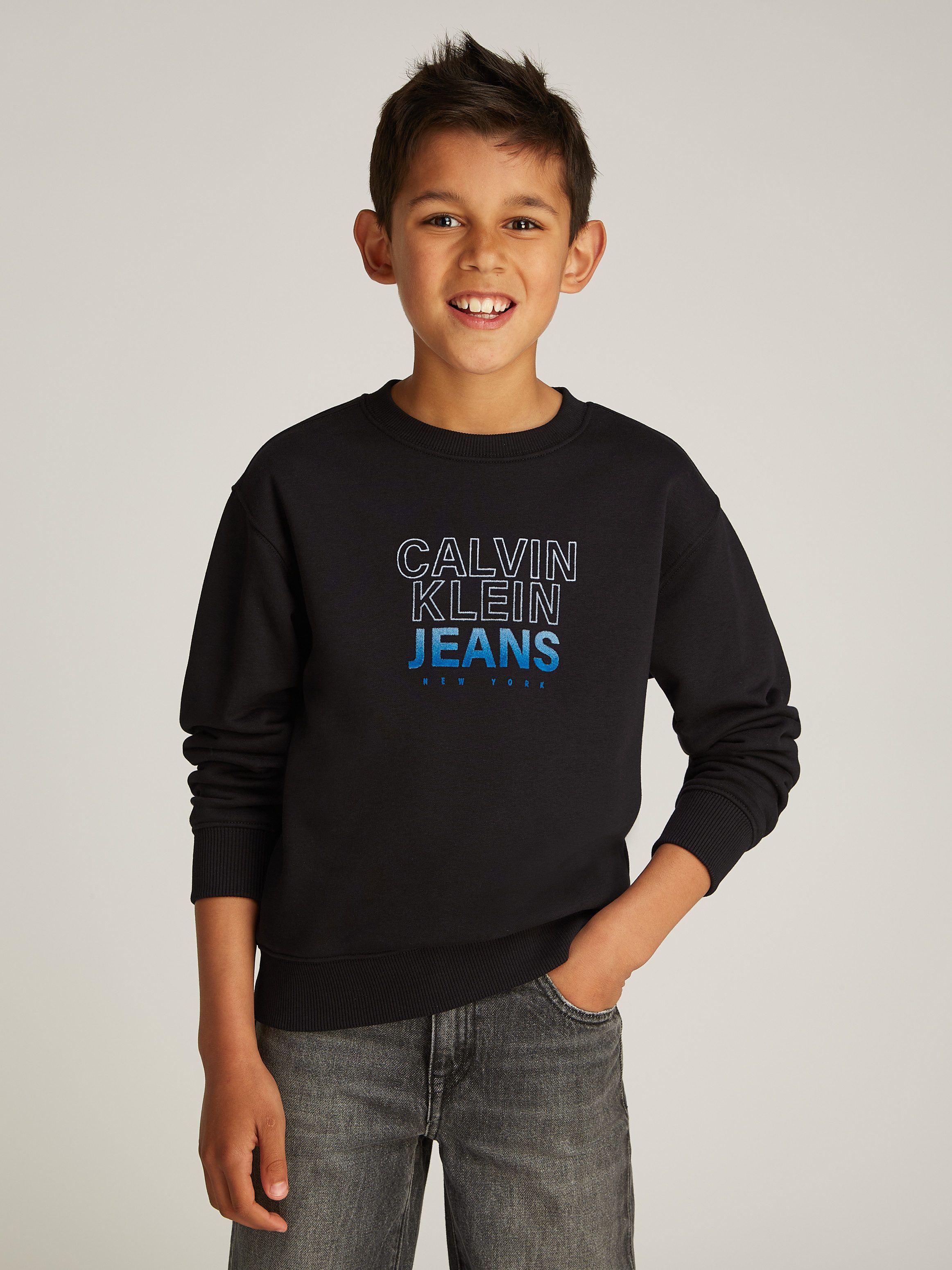 Calvin Klein Sweatshirt GRADIENT FLOCK LOGO CN voor kinderen tot 16 jaar met logo-opdruk