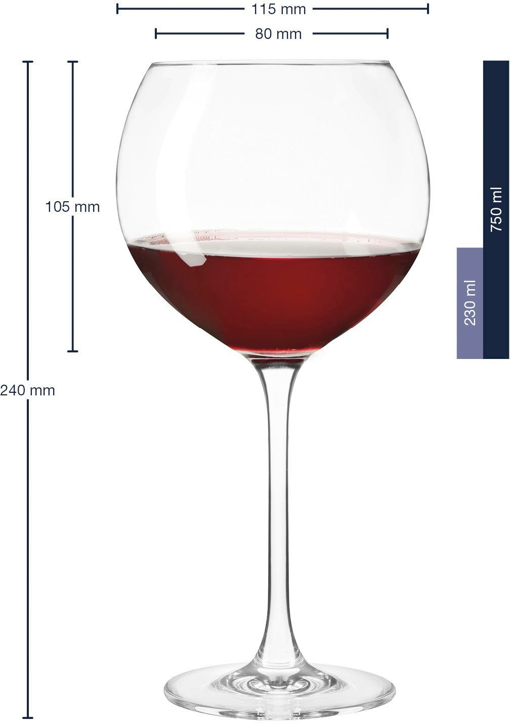 LEONARDO Wijnglas Cheers Bordeauxglas voor Pinot Noir, 750 ml(set, 6-delig)