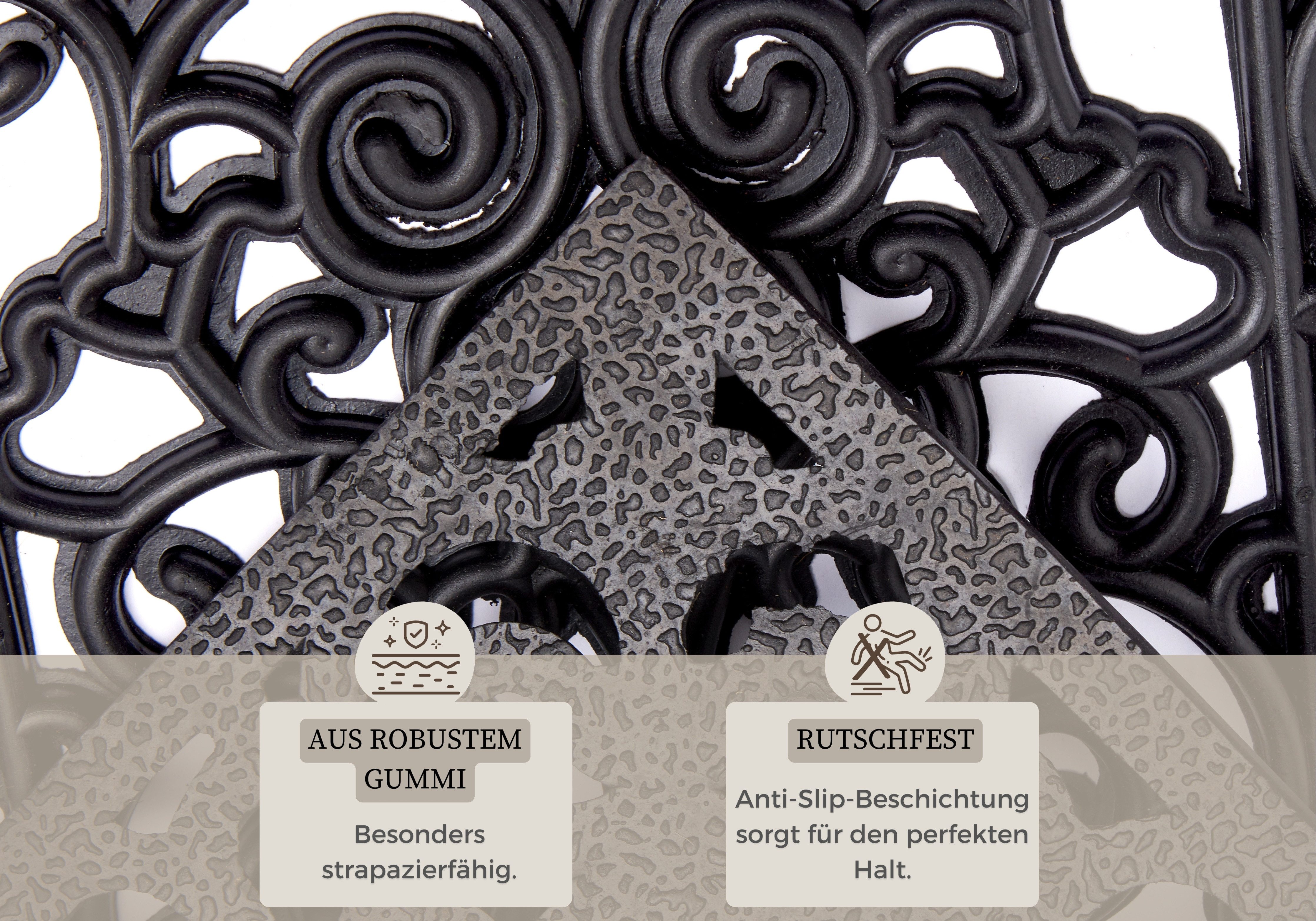 HANSE Home Mat Ornamenten, deurmat Rubber, vuilafstotende mat, buiten, antislip, binnen, rubbermat
