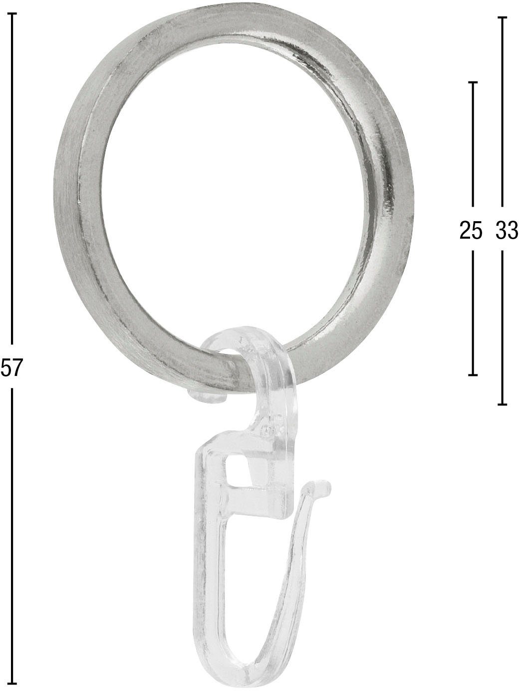 GARESA Gordijnring Ring met haak voor diameters tot 20 mm, eenvoudige montage (10 stuks)