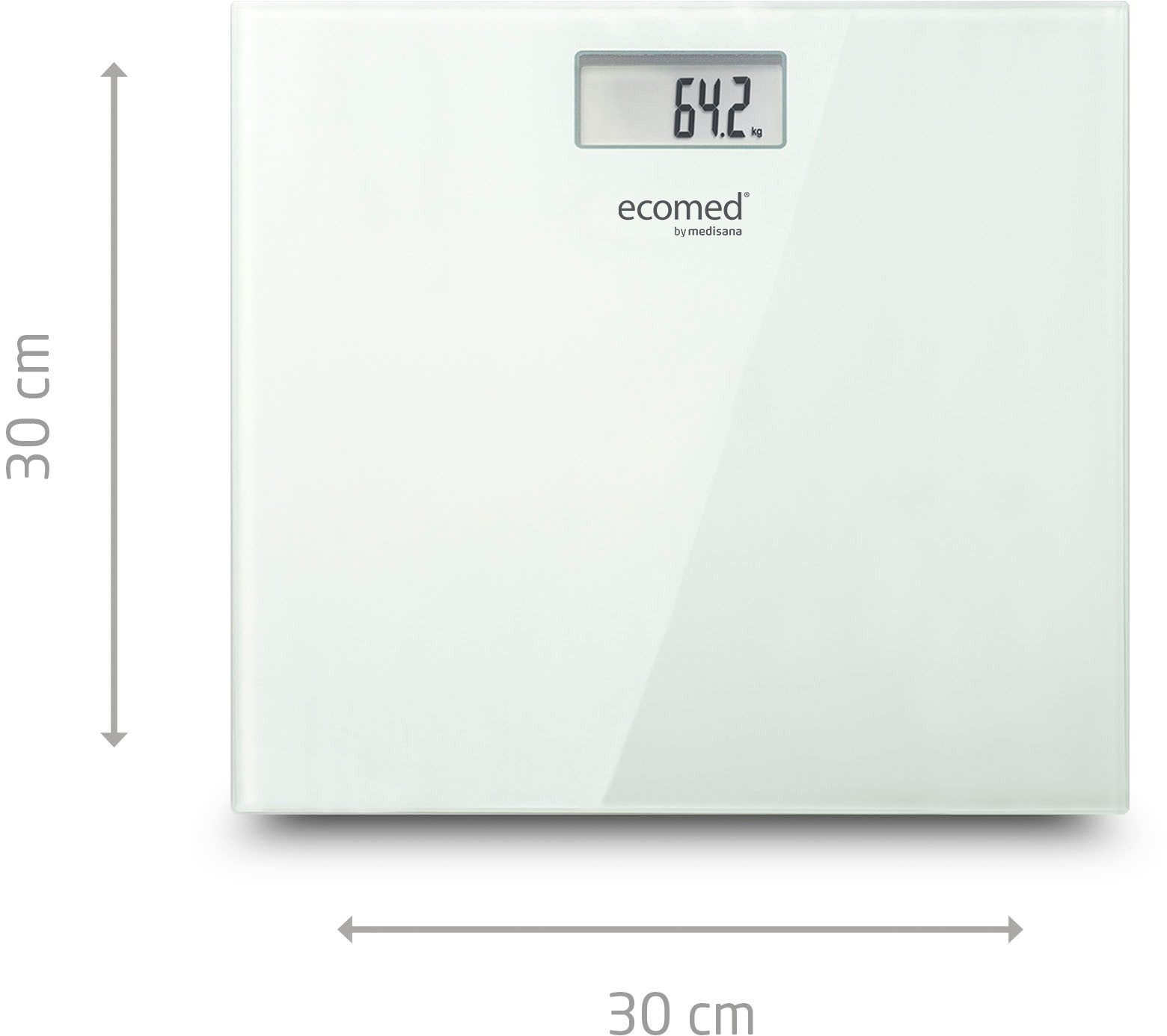 Medisana Personenweegschaal PS-72E Stapvlak van 6mm veiligheidsglas, max. 150 kg draagkracht.