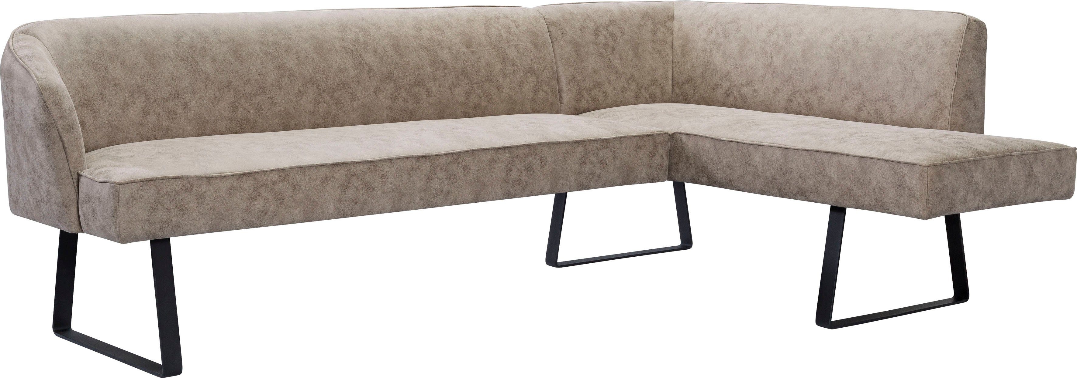 exxpo - sofa fashion Hoekbank Americano met opstaande naad en metalen poten, bekleding in verschillende kwaliteiten