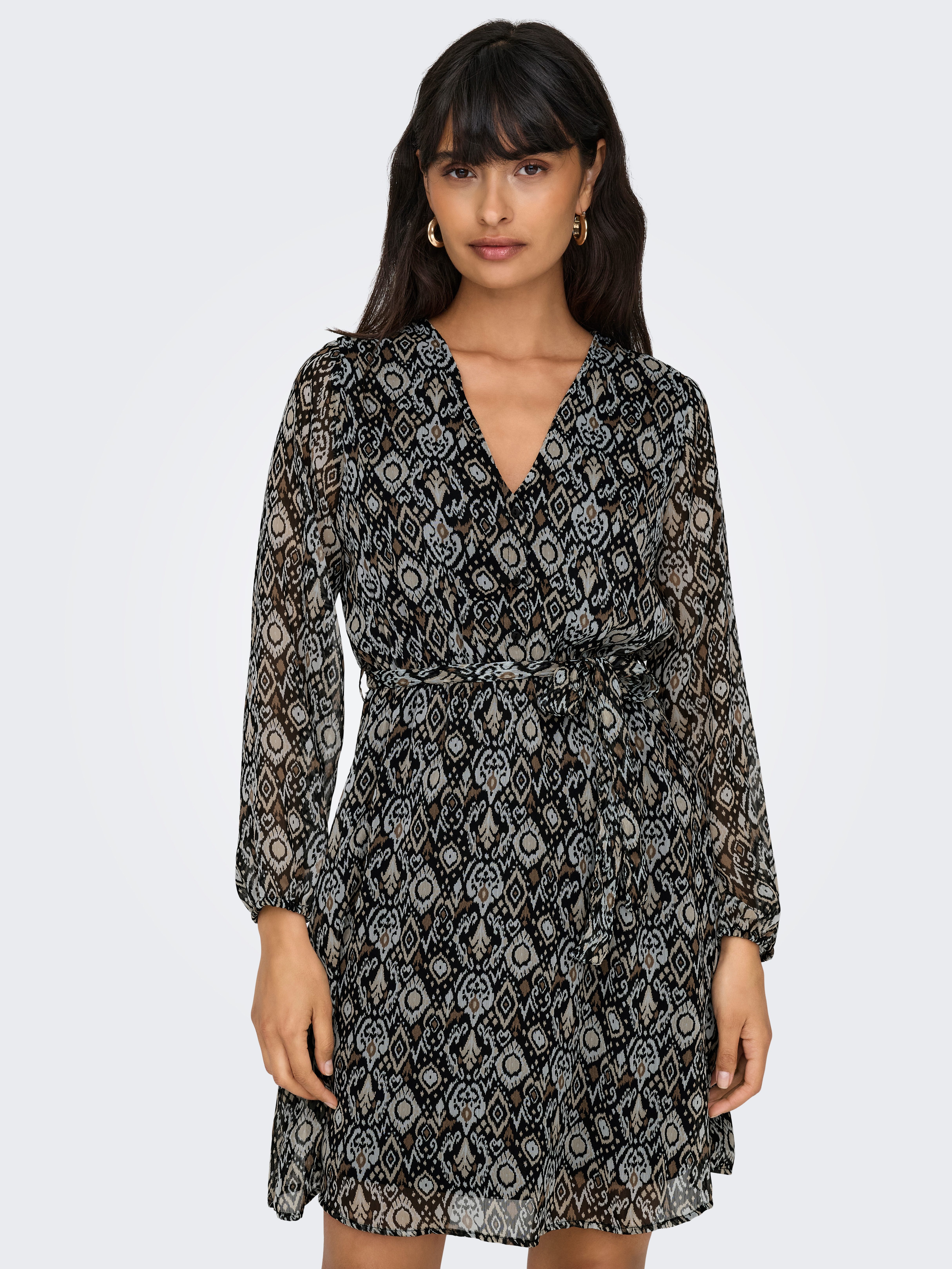 Only Gedessineerde jurk ONLCERA 3/4 SHORT DRESS WVN NOOS