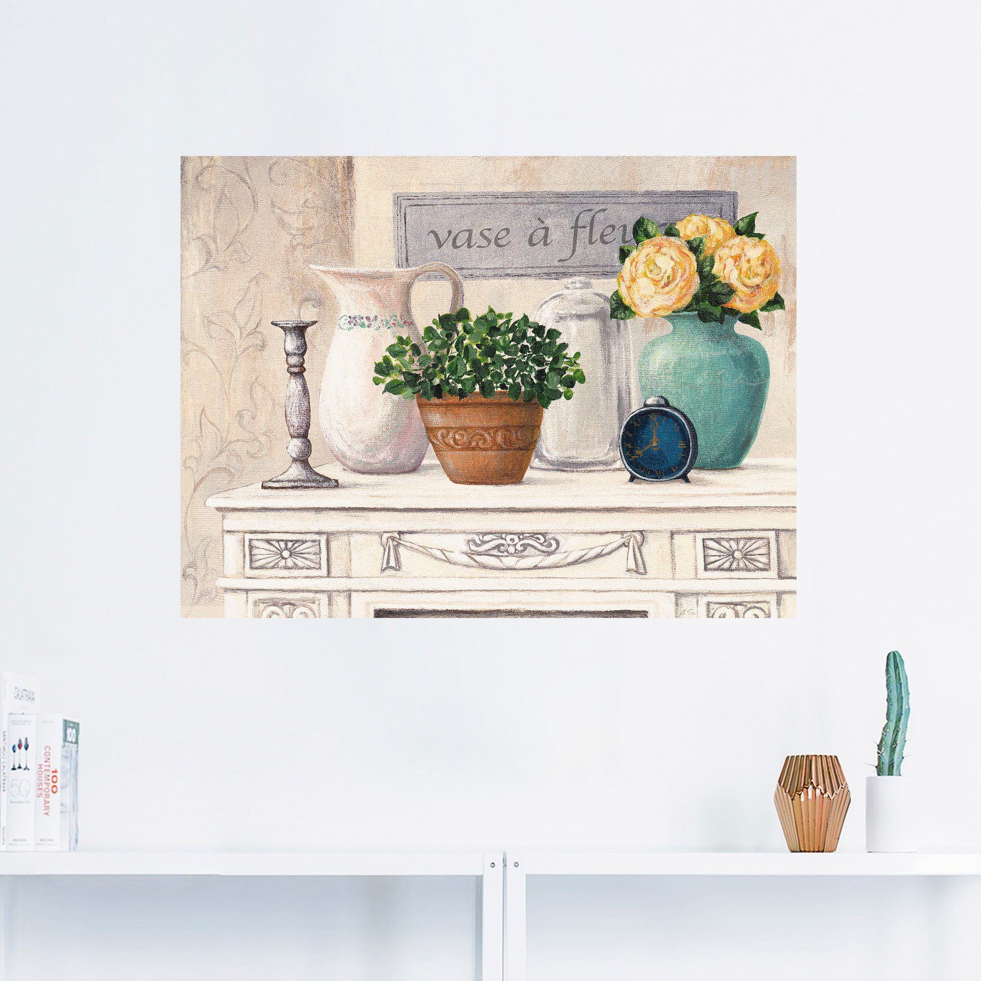 Artland Artprint Vazen met bloemen als artprint van aluminium, artprint voor buiten, muursticker in diverse maten
