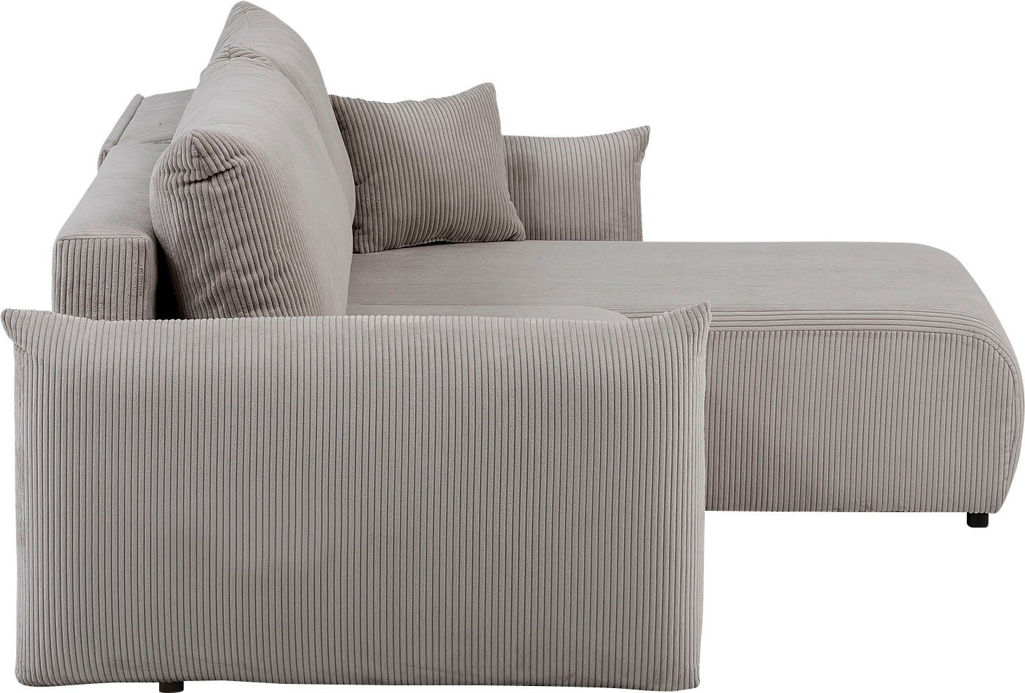 INOSIGN Hoekbank MAVAS bedbank met bedkist, L-model, ca. 257/127 cm (ligoppervlak 212/145 cm), ribfluweel, chenille, structuur