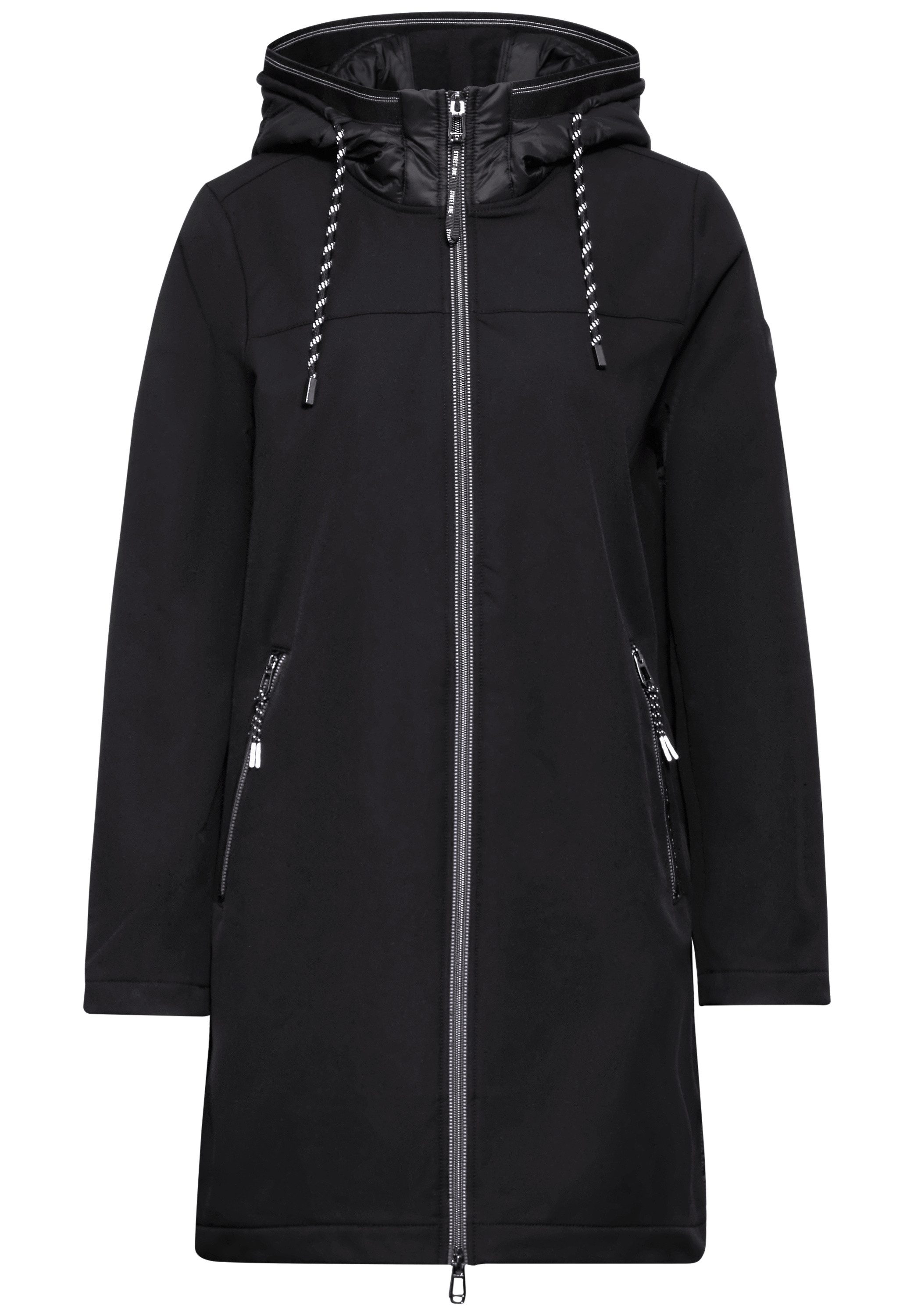 STREET ONE Softshell-jack capuchon met rijgkoord
