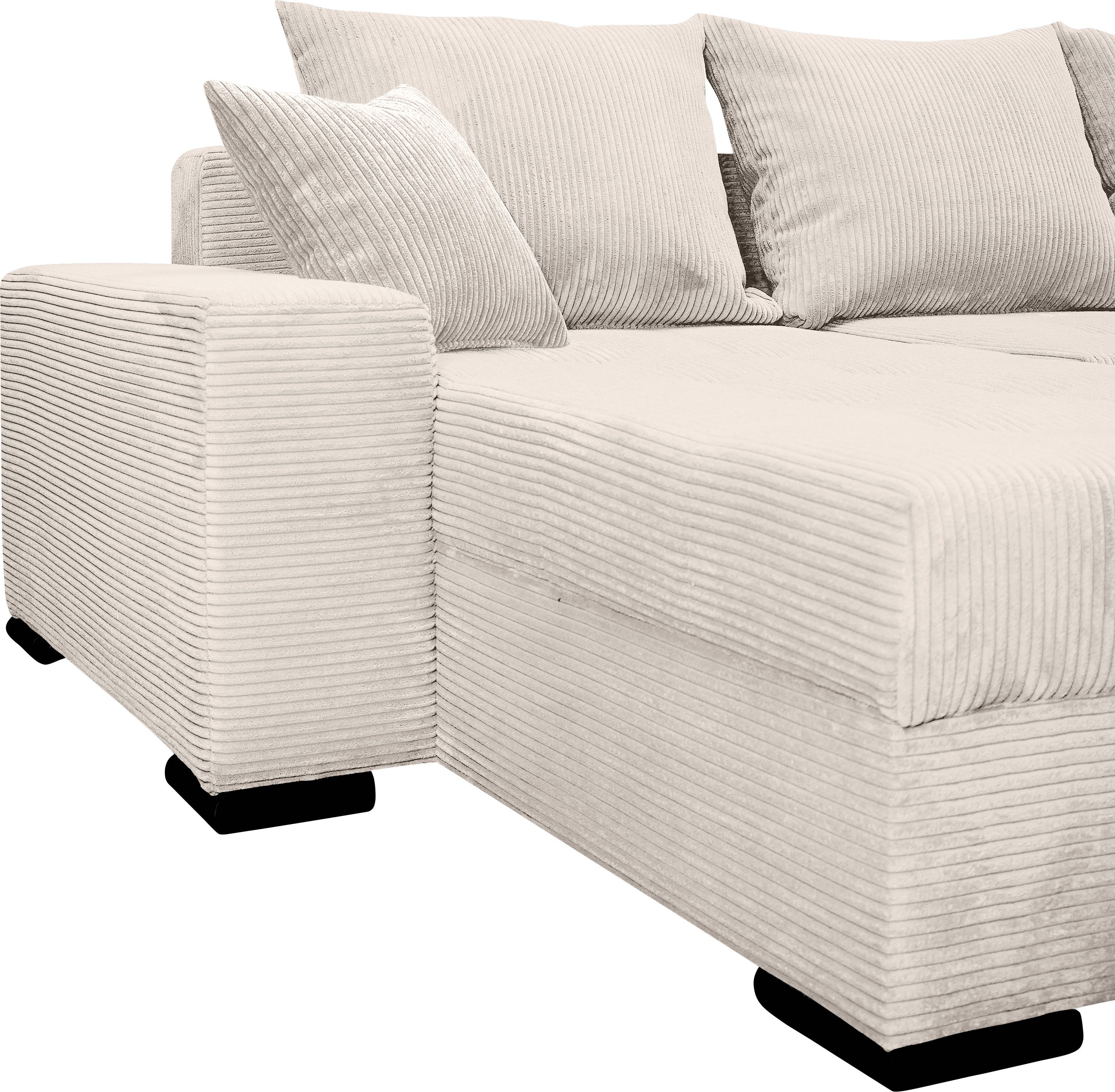 COLLECTION AB Zithoek XL-Josy U-vorm, breedte 313 cm, cord-/mix incl. bedfunctie, bedlade, met 4 gelijk grote rugkussens