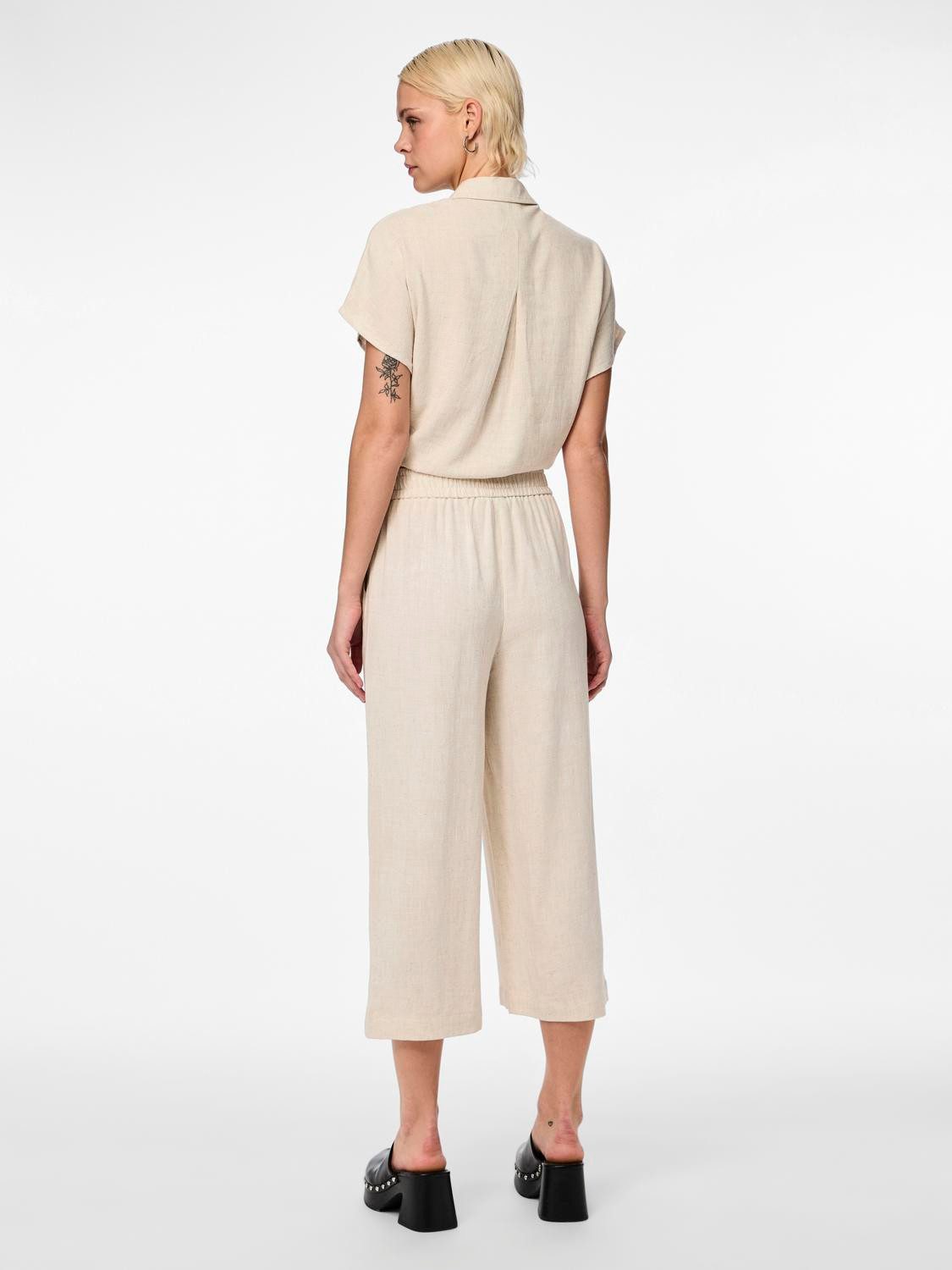 pieces Blouse met korte mouwen PCVINSTY SS LINEN TIE SHIRT NOOS