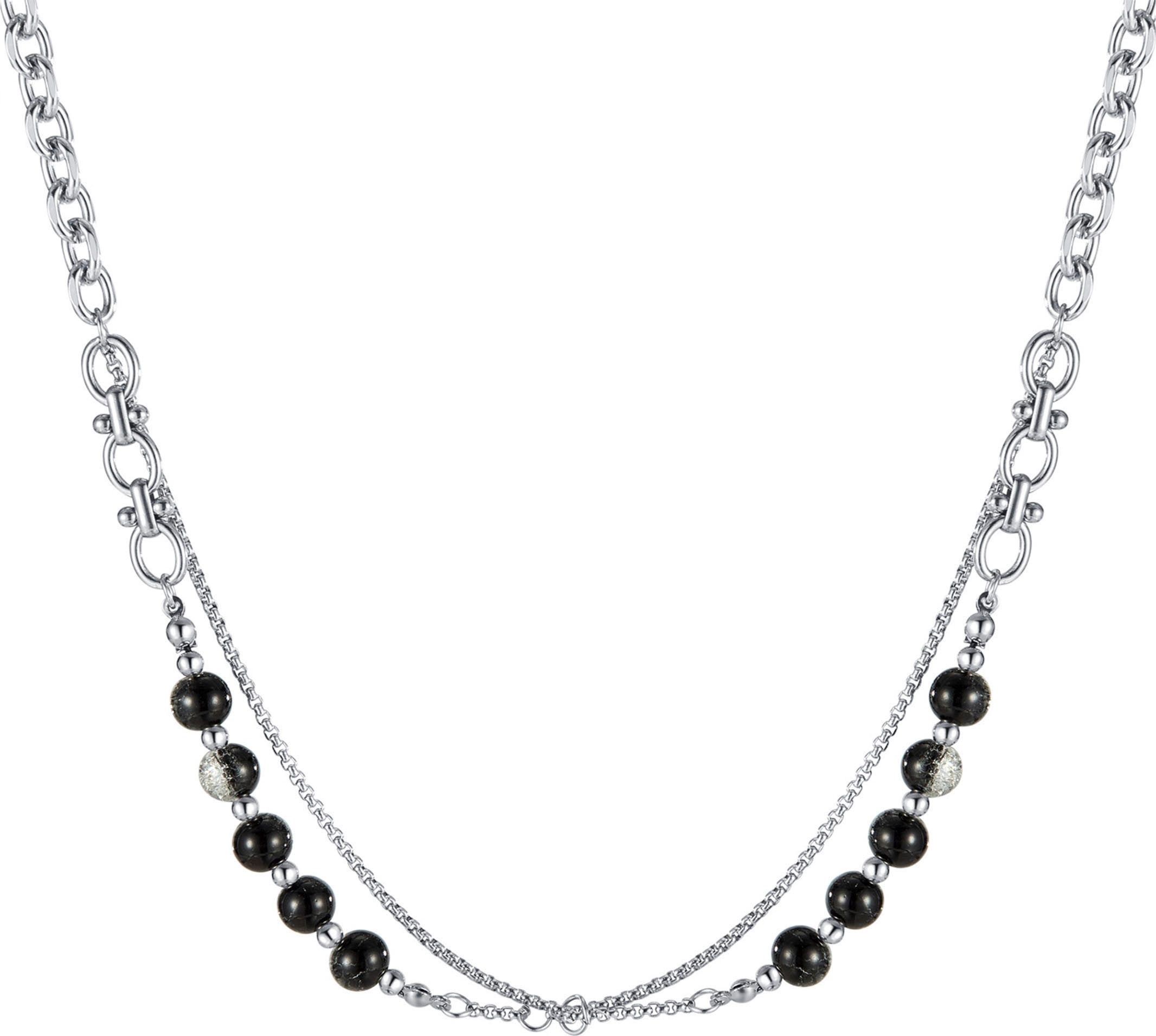 Firetti Edelstalen ketting Sieraden cadeau roestvrijstalen halssieraden halsketting laag dubbelrijig dames kettingen zwart
