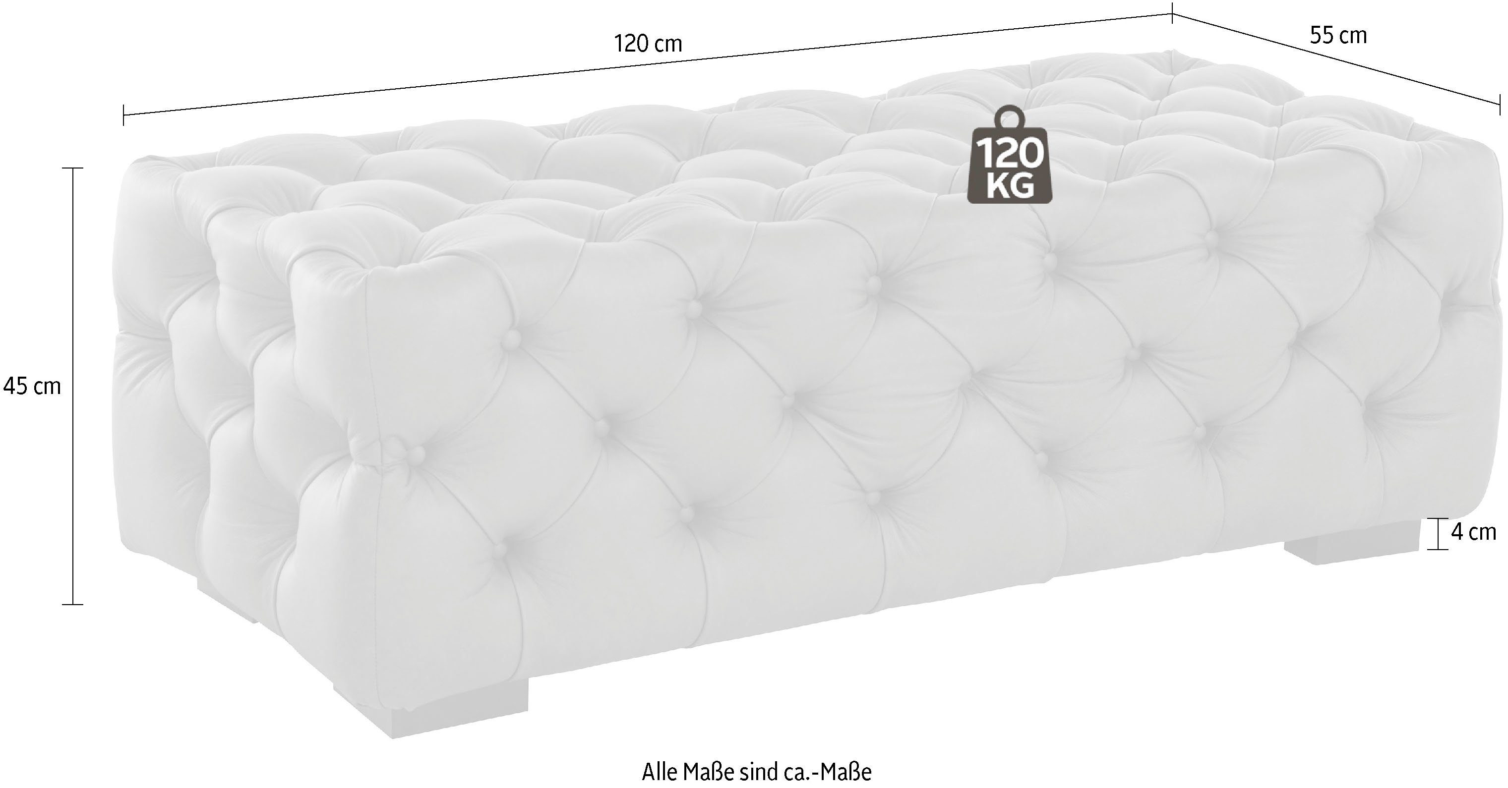 Guido Maria Kretschmer Home&Living Hocker Kalina met klassieke chesterfield-capitonnage