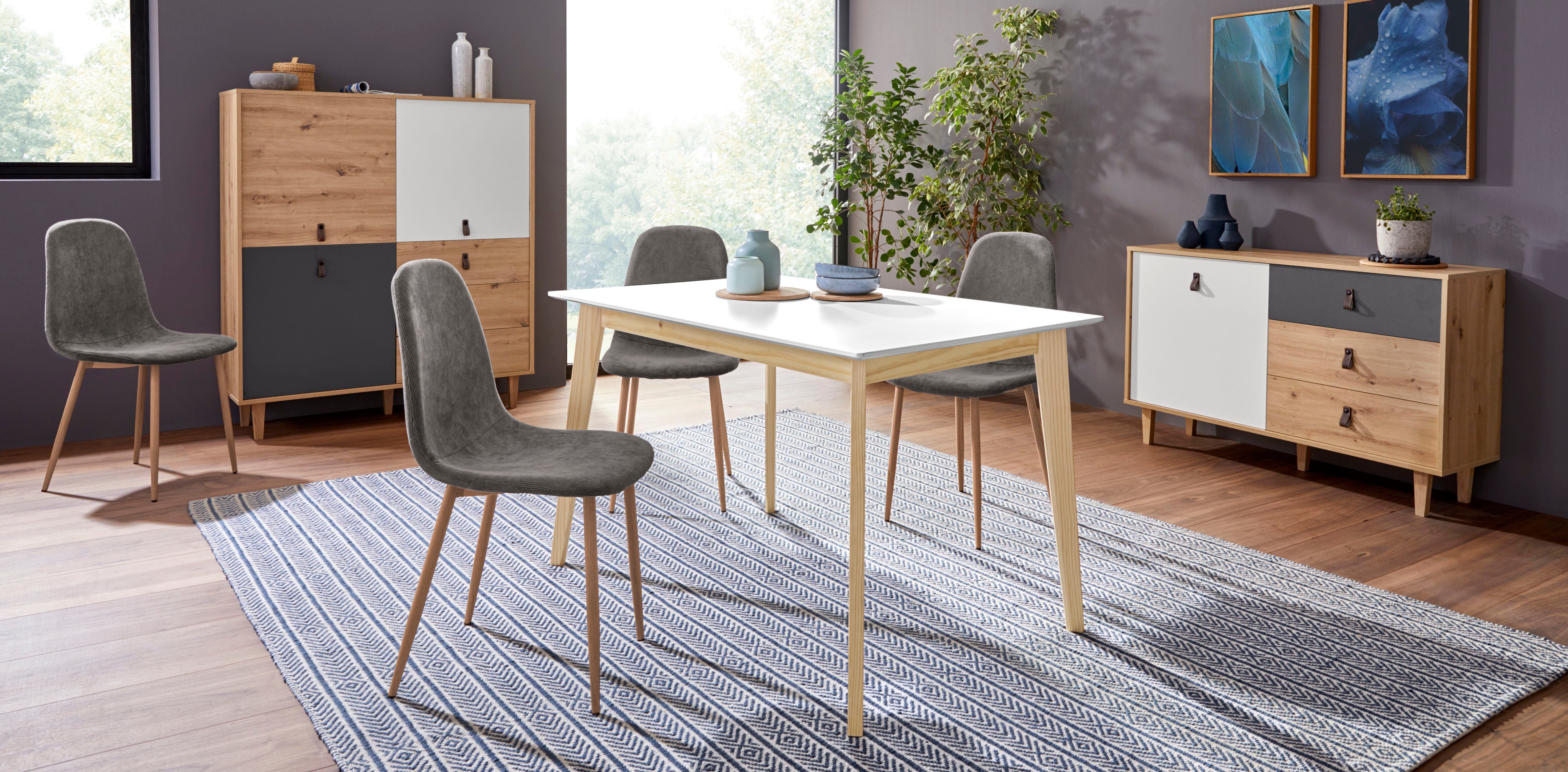 Homexperts Highboard BRISTOL , breedte 120 cm, hoogte 135 cm, met massief eiken poten