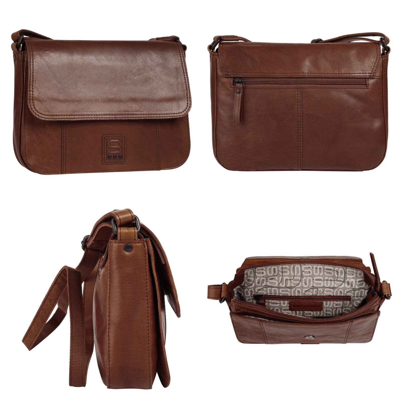 Spikes & Sparrow Schoudertas echt leder