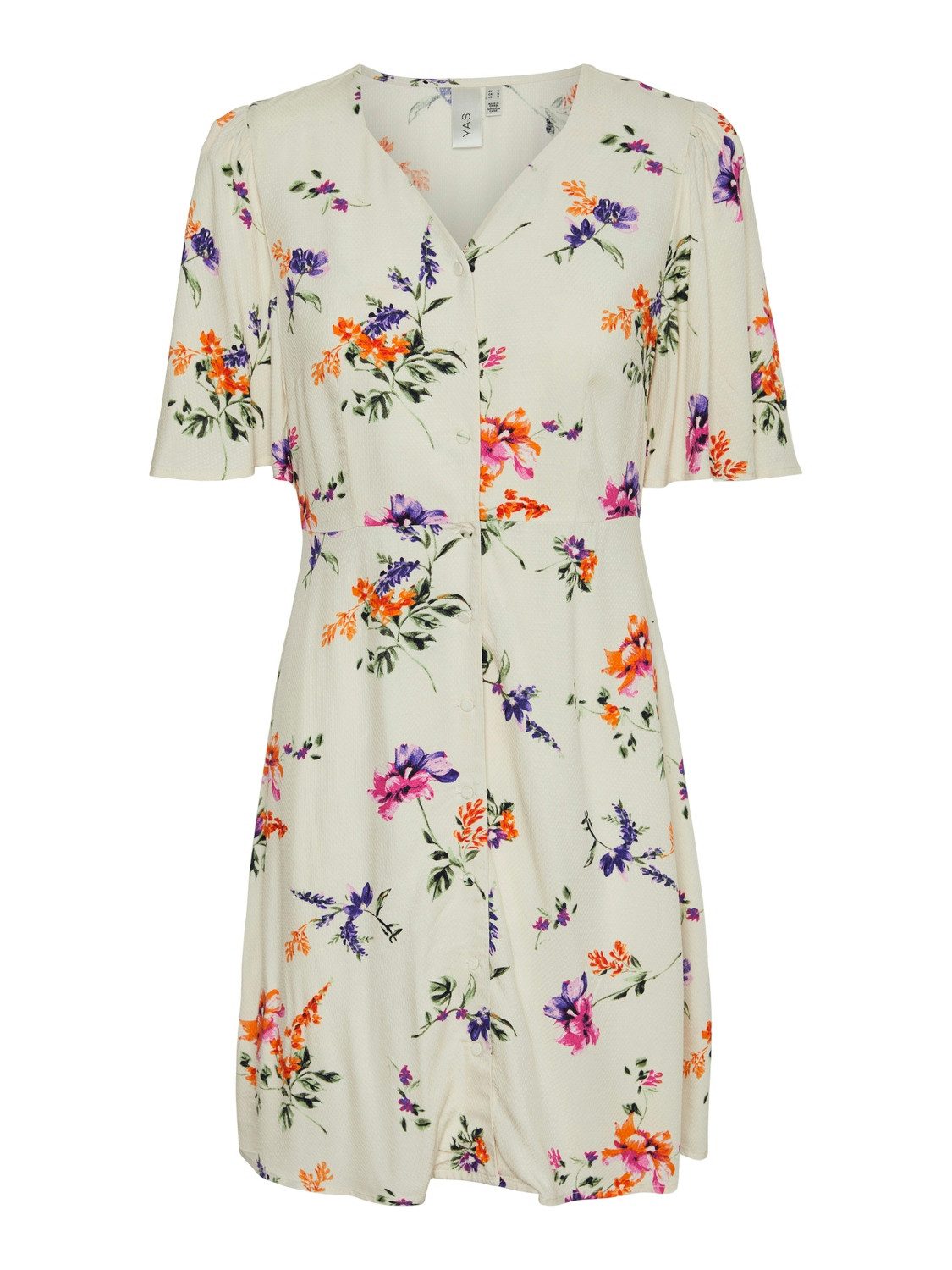 Y.A.S Gedessineerde jurk YASASINA SS DRESS S. NOOS dames jurken met print maat M (38) beige