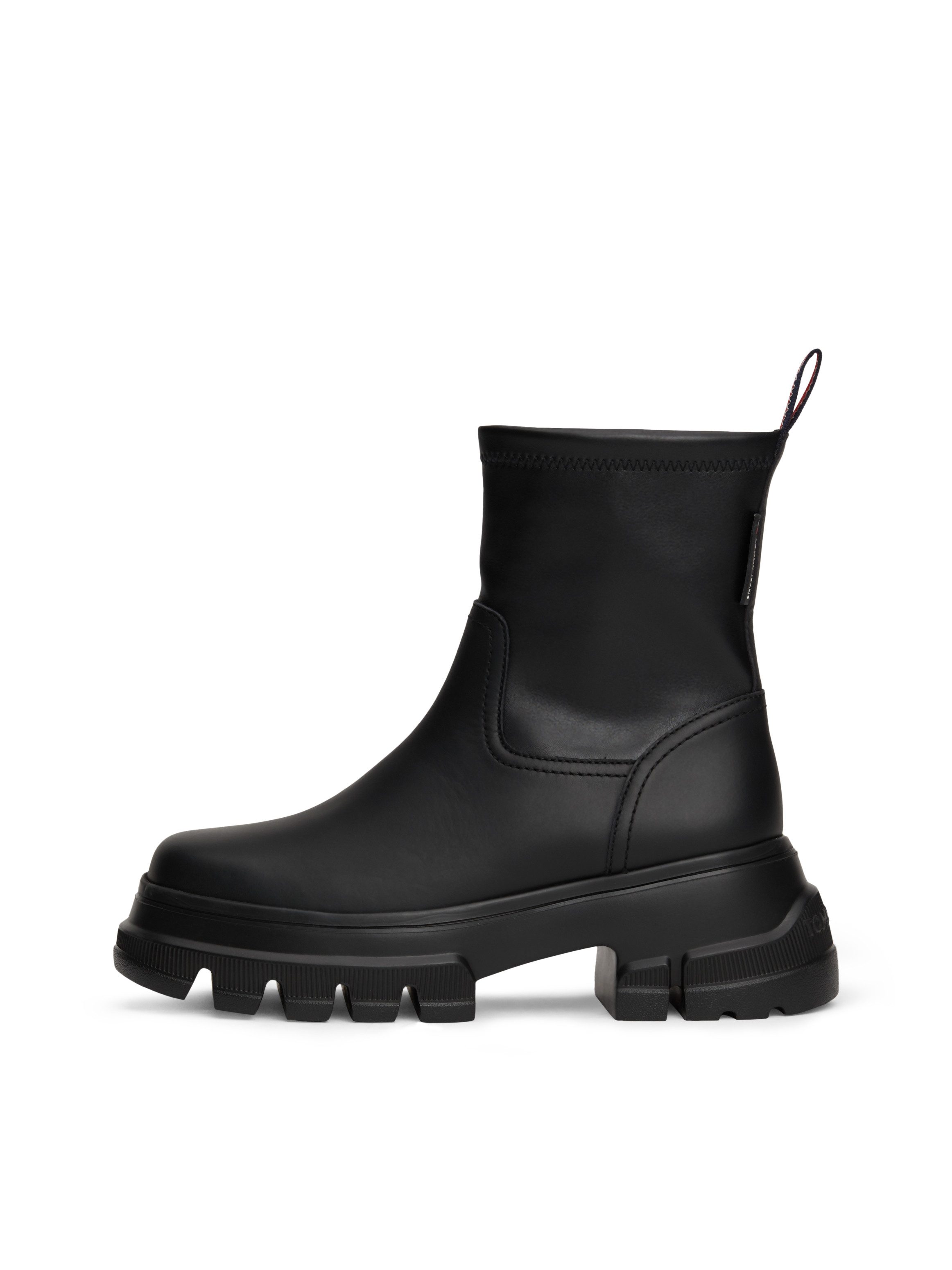 TOMMY JEANS Laarsjes TJW CHUNKY CHELSEA BOOT MIX MAT blokhak, plateau, instap laarzen, combat-boots met label