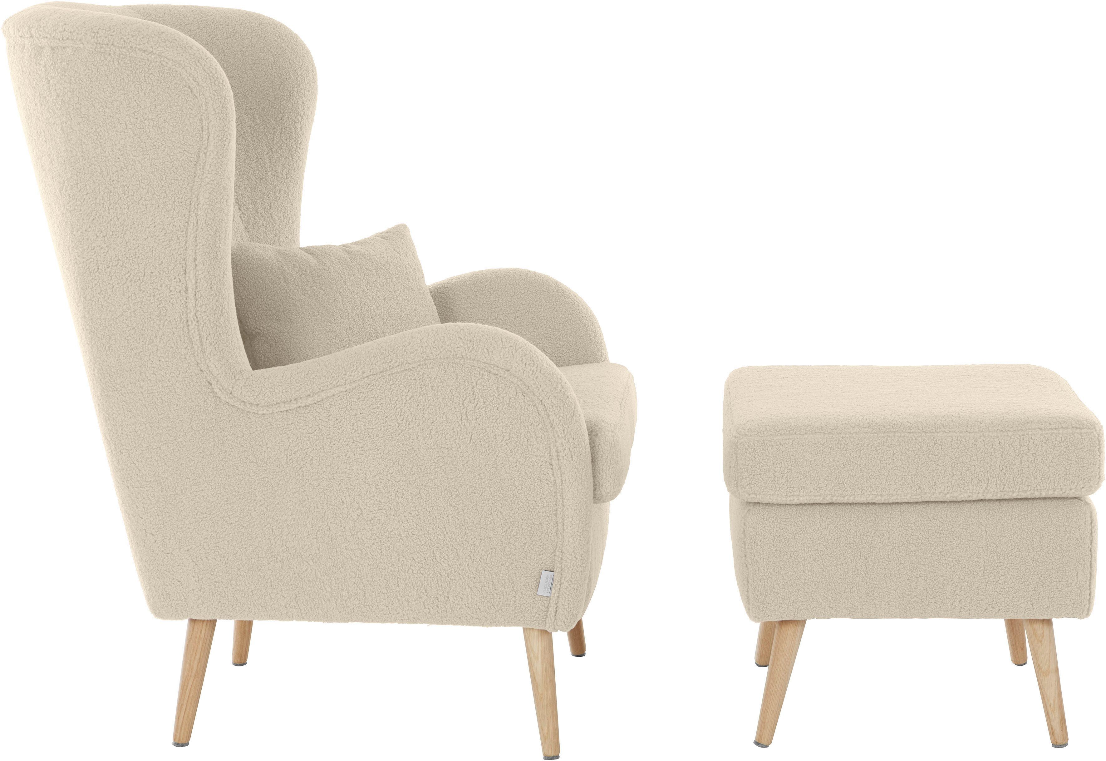Guido Maria Kretschmer Home&Living Fauteuil Sallito, TV-stoel, oorfauteuil met Hocker, in veel stofkwaliteiten, ook in fluweelcord