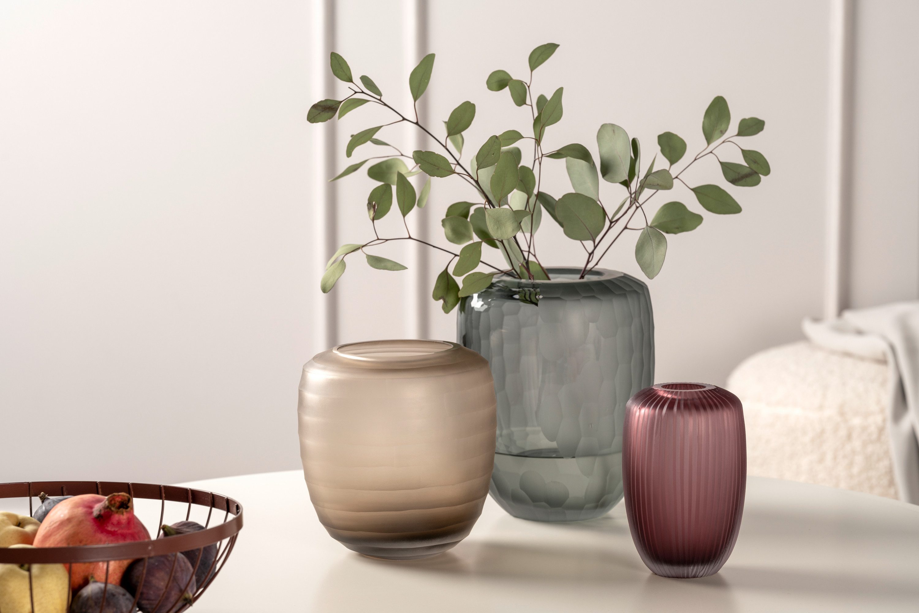 LEONARDO Tafelvaas Decoratieve vaas BELLAGIO uit glas, antracietkleurig, handgemaakt (1 stuk)