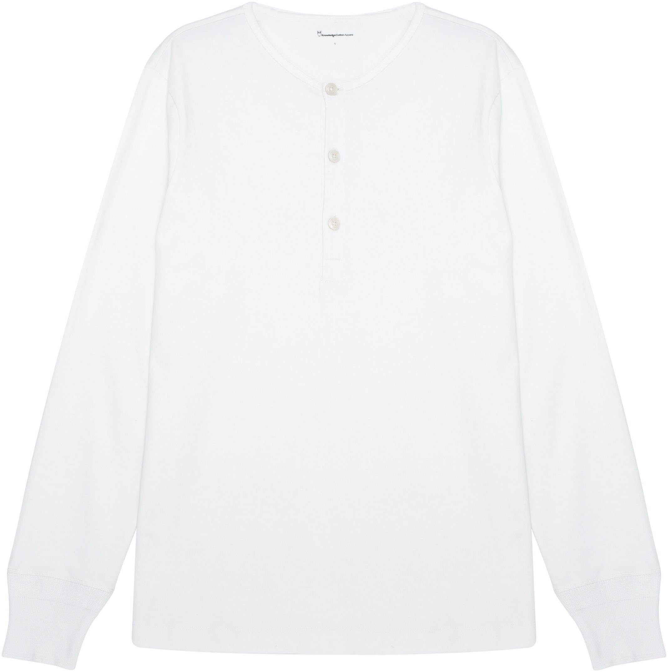 KnowledgeCotton Apparel Longsleeve Henley met labeling op borsthoogte