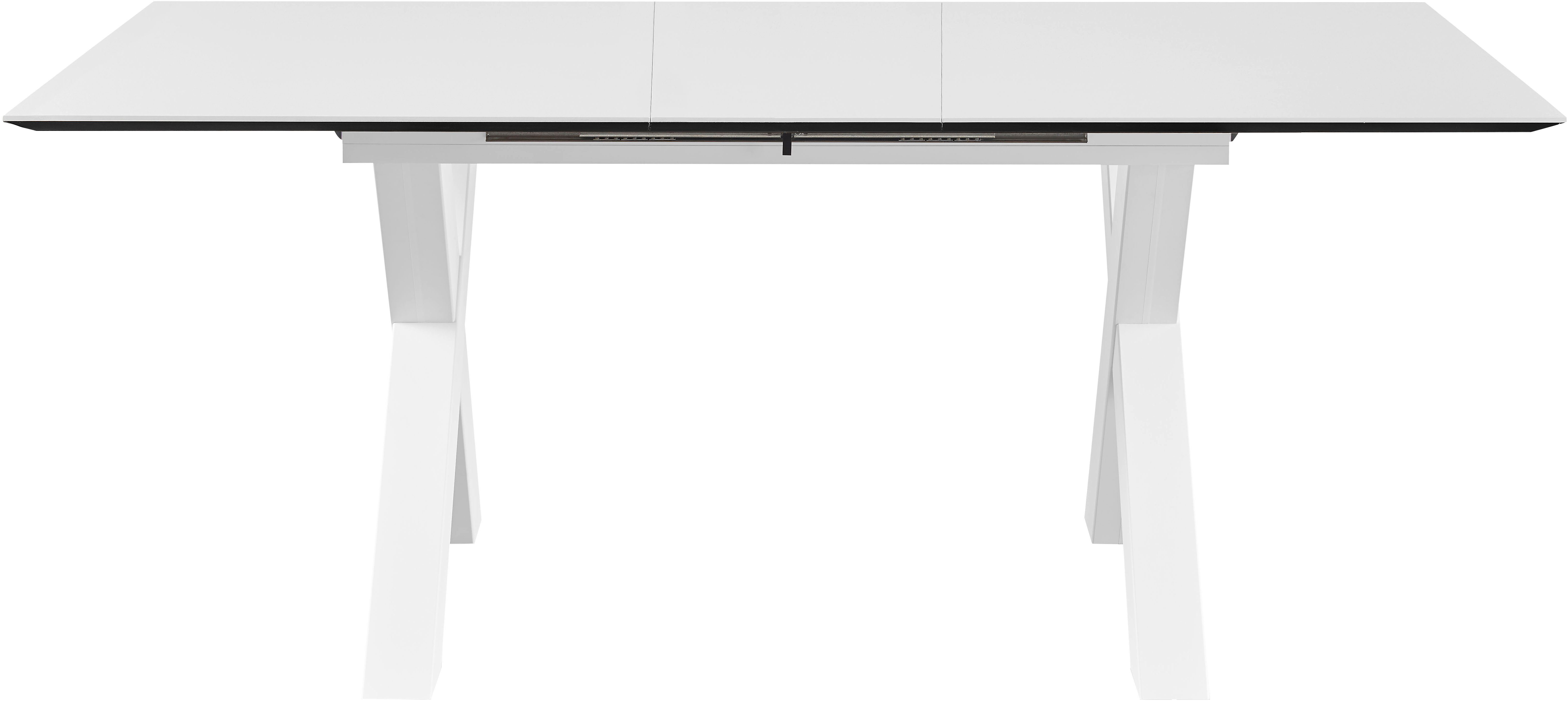 set one by Musterring Eettafel New Atlanta Rechthoekig blad met Zwitserse rand, uitschuifbaar, onderstel in X-vorm eettafels maat 170 cm x 76 cm x 90
