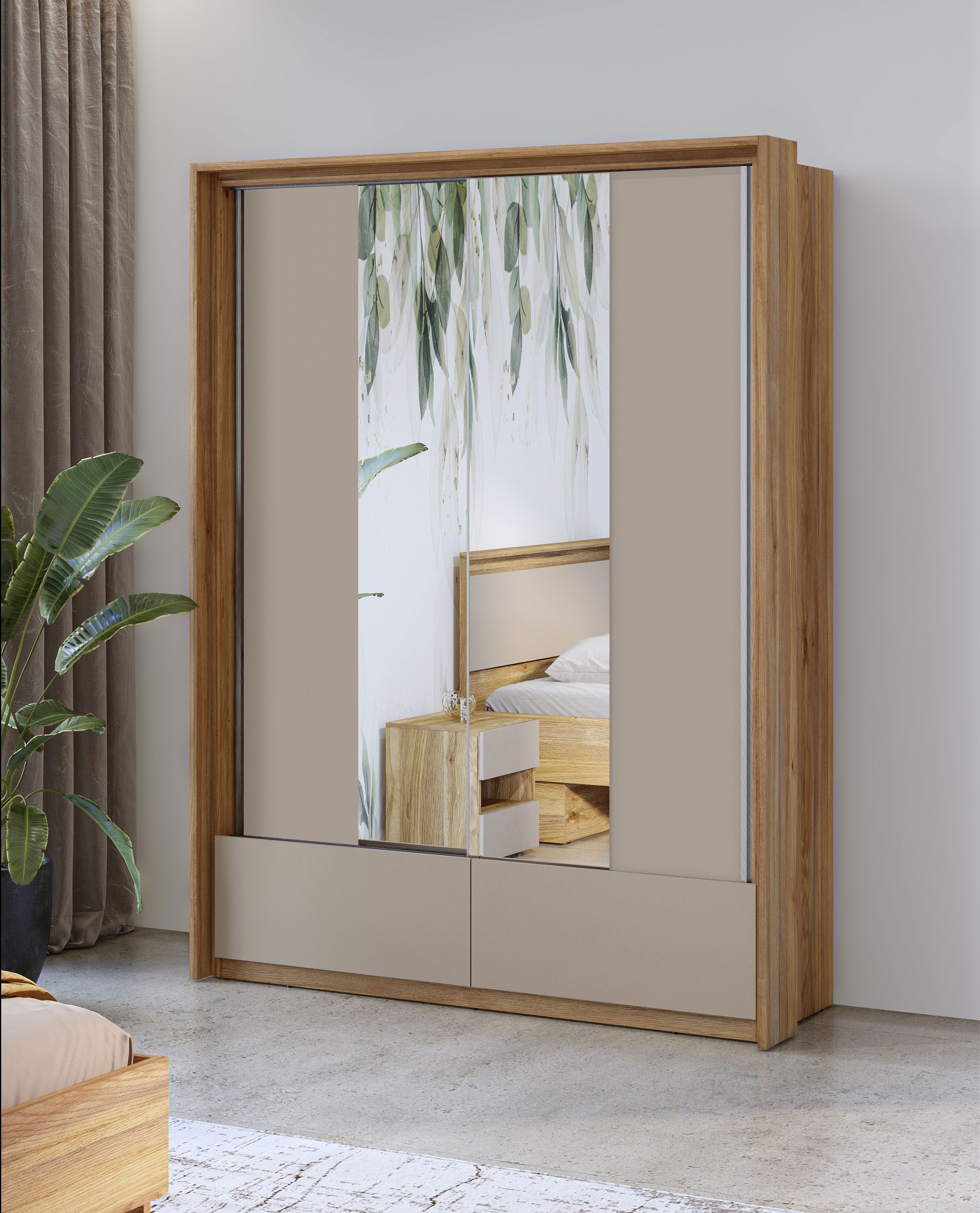 INOSIGN Schuifdeurkast Wharton, Breedte 159 of 209 cm, Kledingkast incl. Binneninrichting