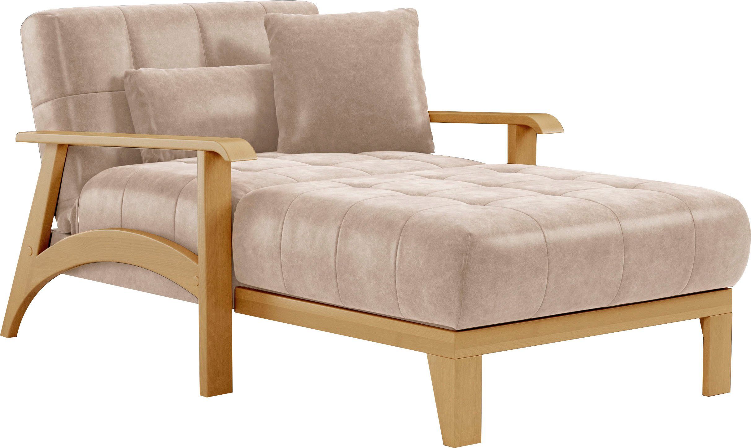 sit&more Récamier Billund Armleuningen van eikenkleurig beukenhout, verschillende bekledingen en kleuren
