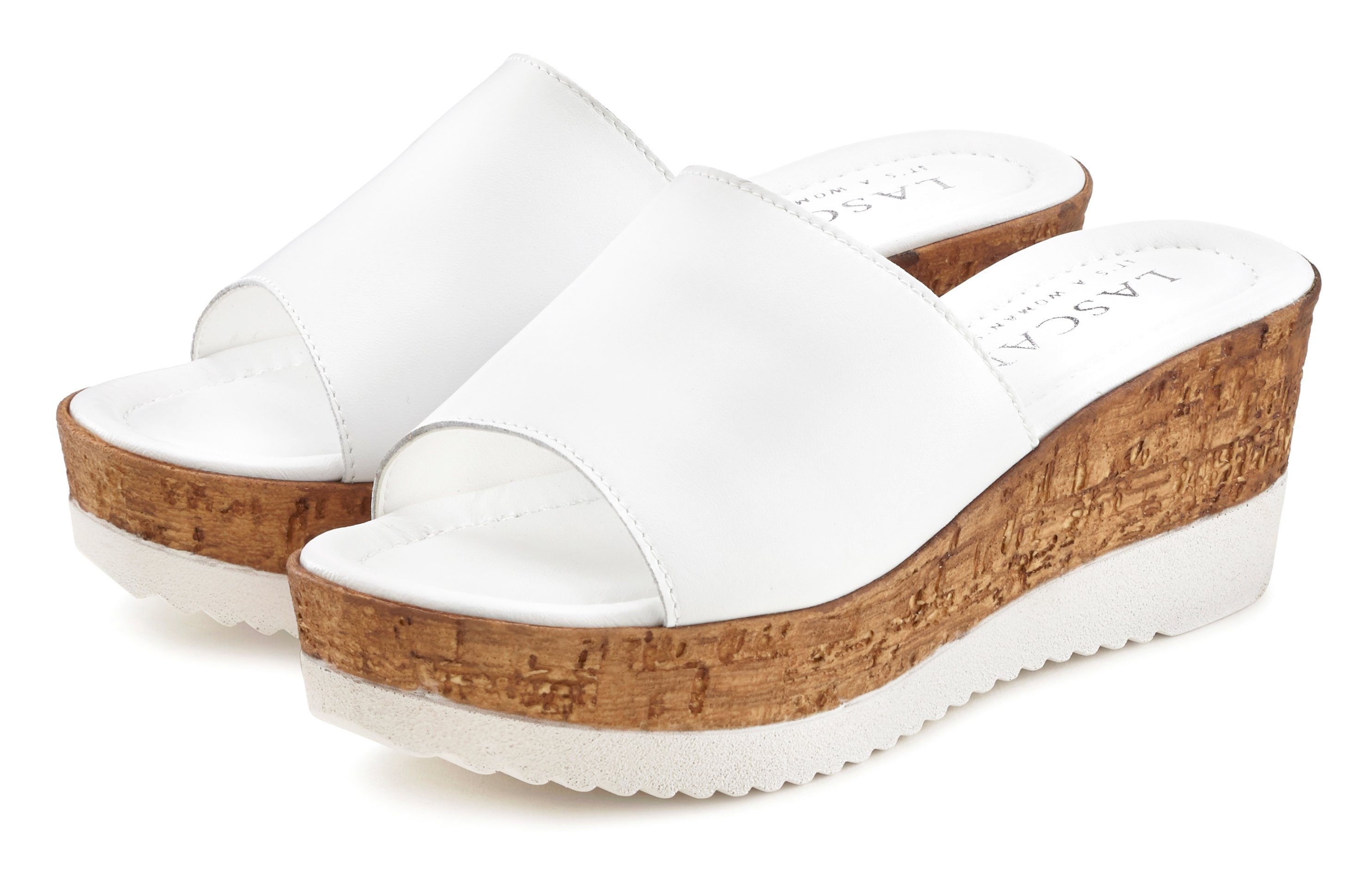 NU 20% KORTING: Lascana Slippers van leer, met sleehak