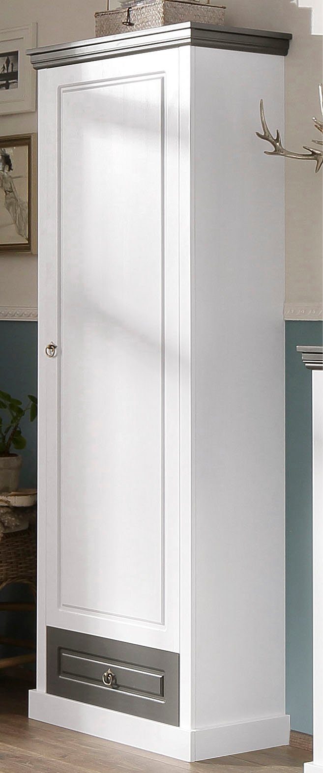 Home affaire Kledingkast Basilico van massieve dennen, fsc, breedte 67 cm, met kledingstang garderobekasten wit