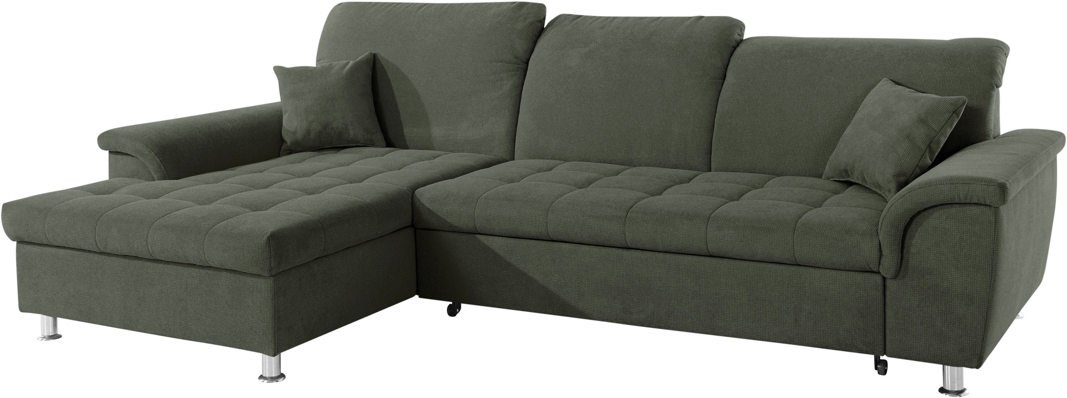 DOMO collection Hoekbank Franzi, zeitlos und elegant, moderne Sitzheftung, L-Form naar keuze met verstelbare hoofdsteun (dan diepte: 170 cm)