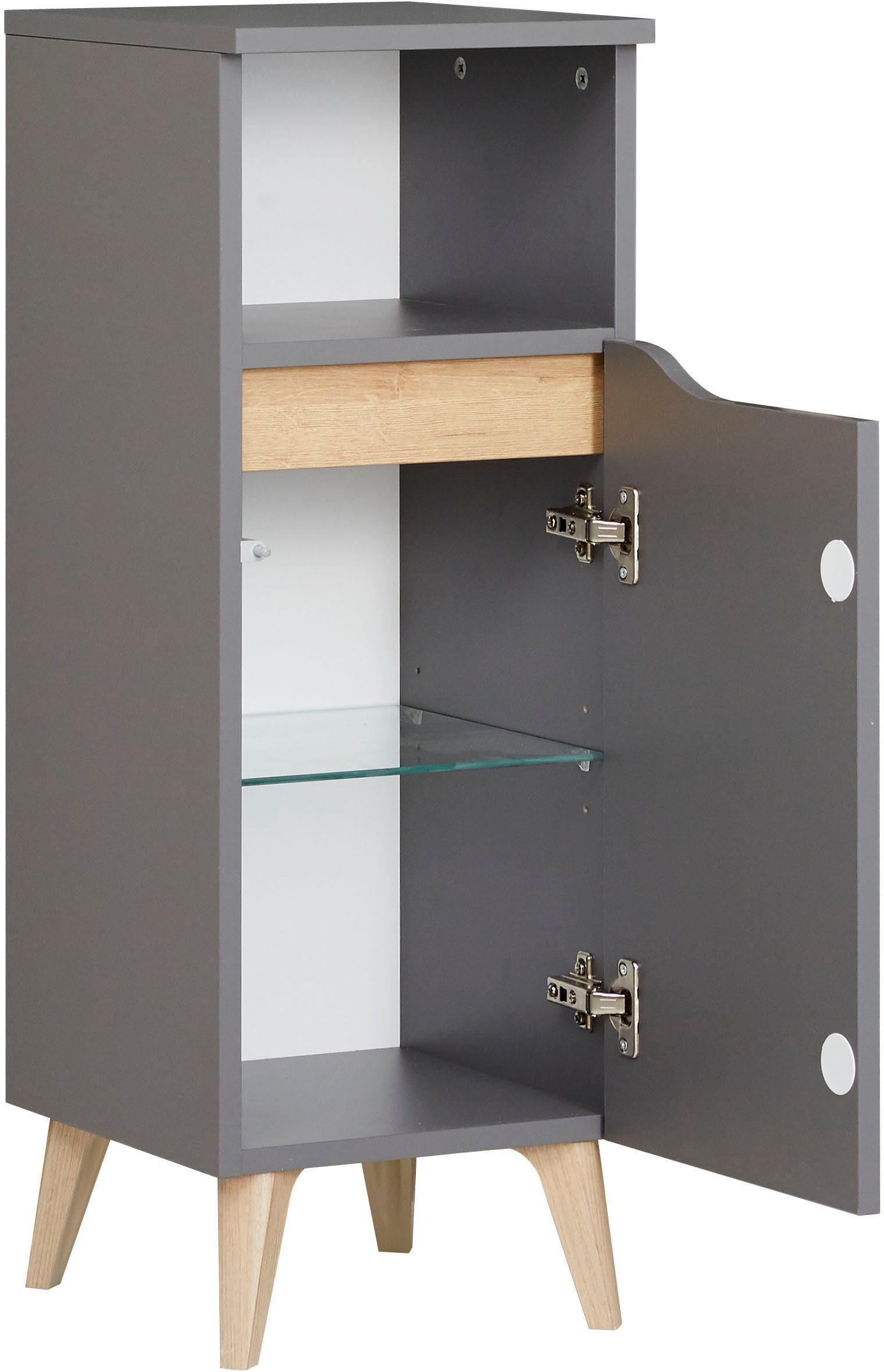 Saphir Badkamerserie Quickset 5-delig, wastafelonderkast met led-spiegelkast Halfhoge kast, onderkast, hangkast, incl. deurdemper, 9 deuren (6-delig)