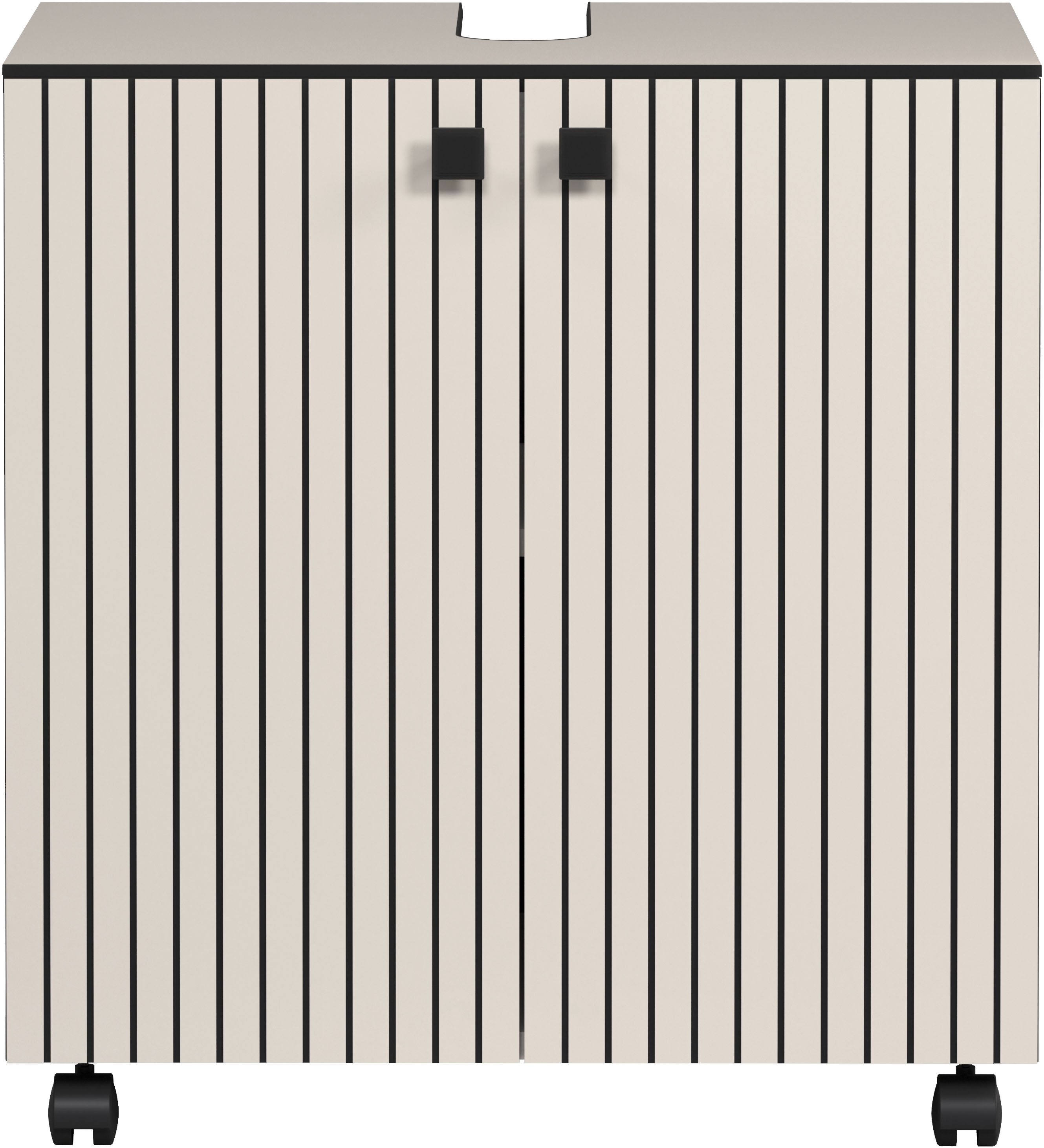welltime Wastafelonderkast Amrum BxHxD 80 x 64 x 42 cm wastafelonderkast eiken rillen-look (1 stuk)