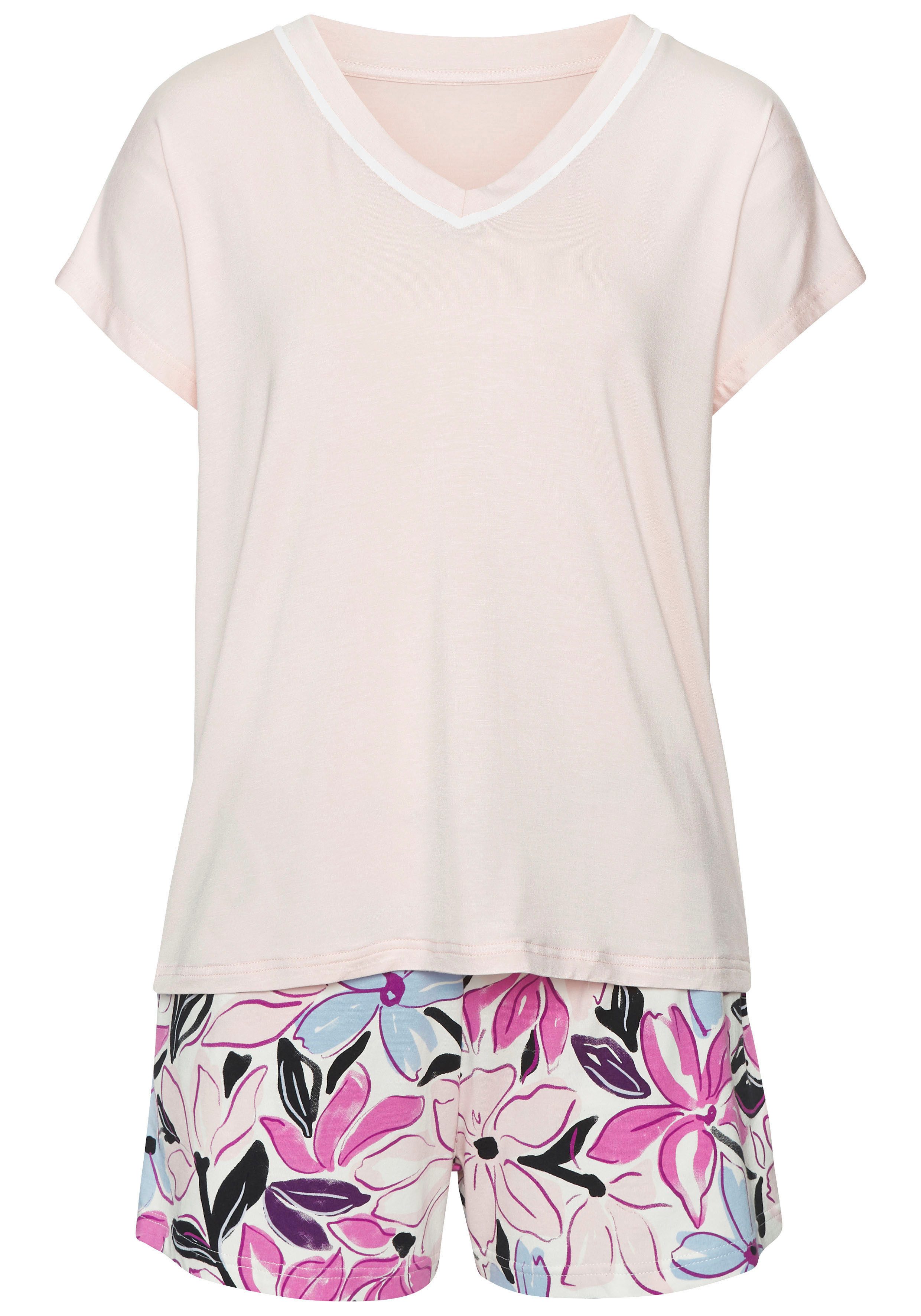 Lascana Shortama met mooie bloemenprint (2-delig)