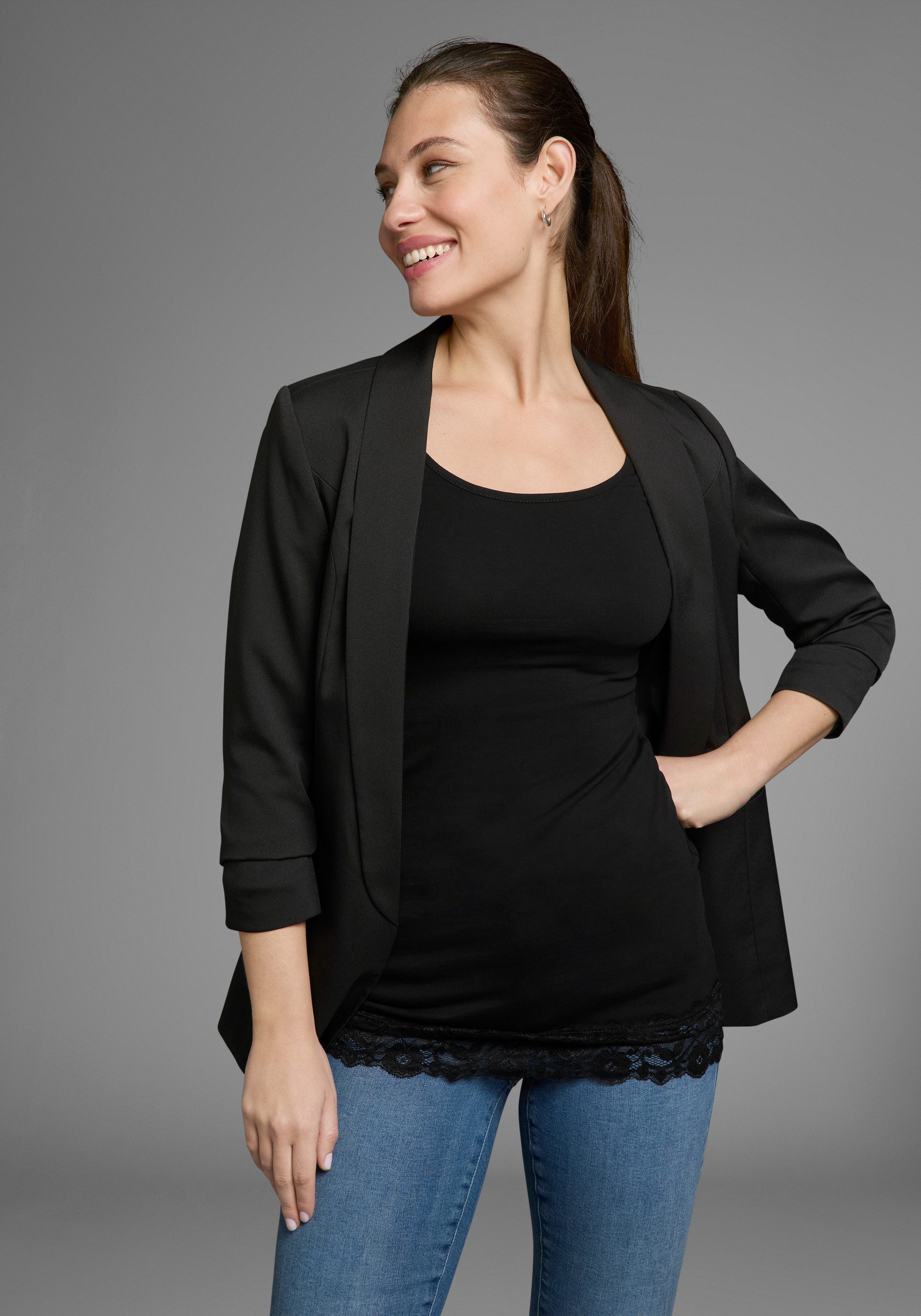 AJC Lang shirt Lange mouwen, figuurvolgende snit, effen, ronde hals