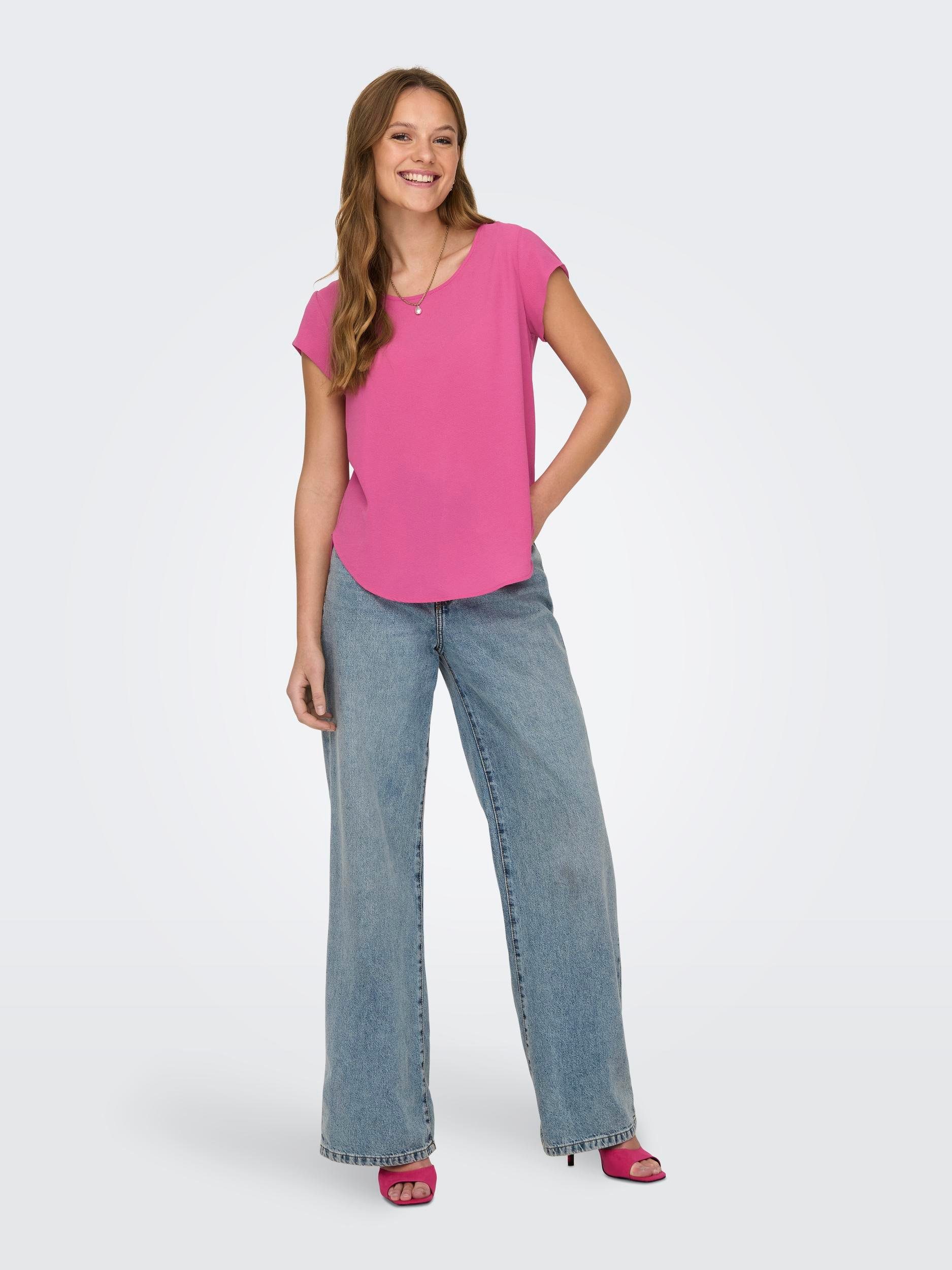 Only Blouse met korte mouwen ONLVIC S/S SOLID TOP NOOS PTM