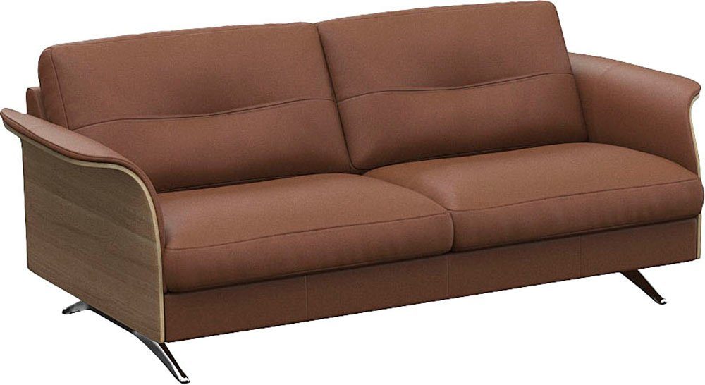 FLEXLUX 2,5-zitsbank Glow sofa, bank Premium zit: koudschuim & vering, armleuning van geolied eiken, voet van aluminium