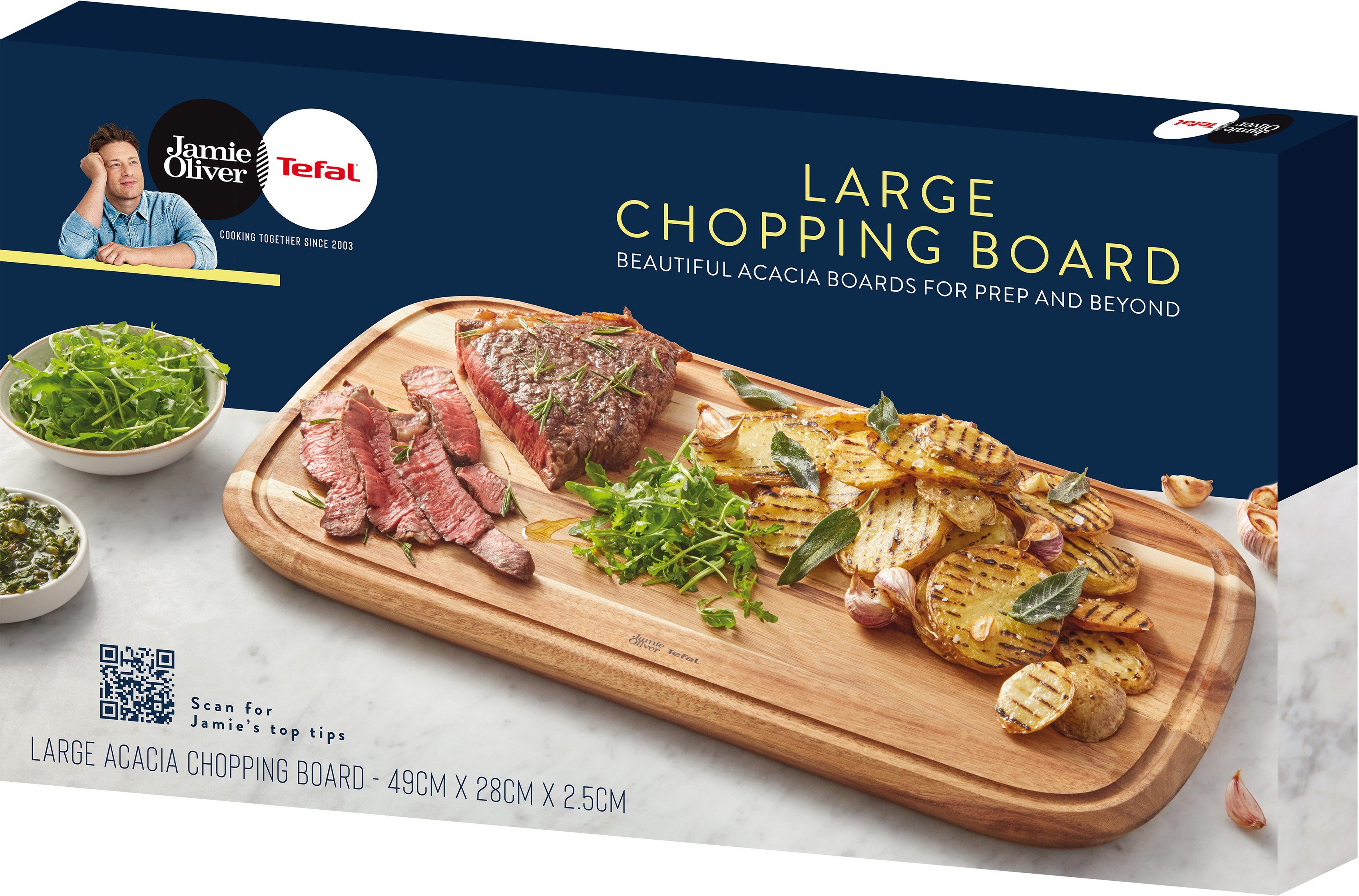 Tefal Snijplank Jamie Oliver praktische sapgoot, voor snijden en serveren (1 stuk)