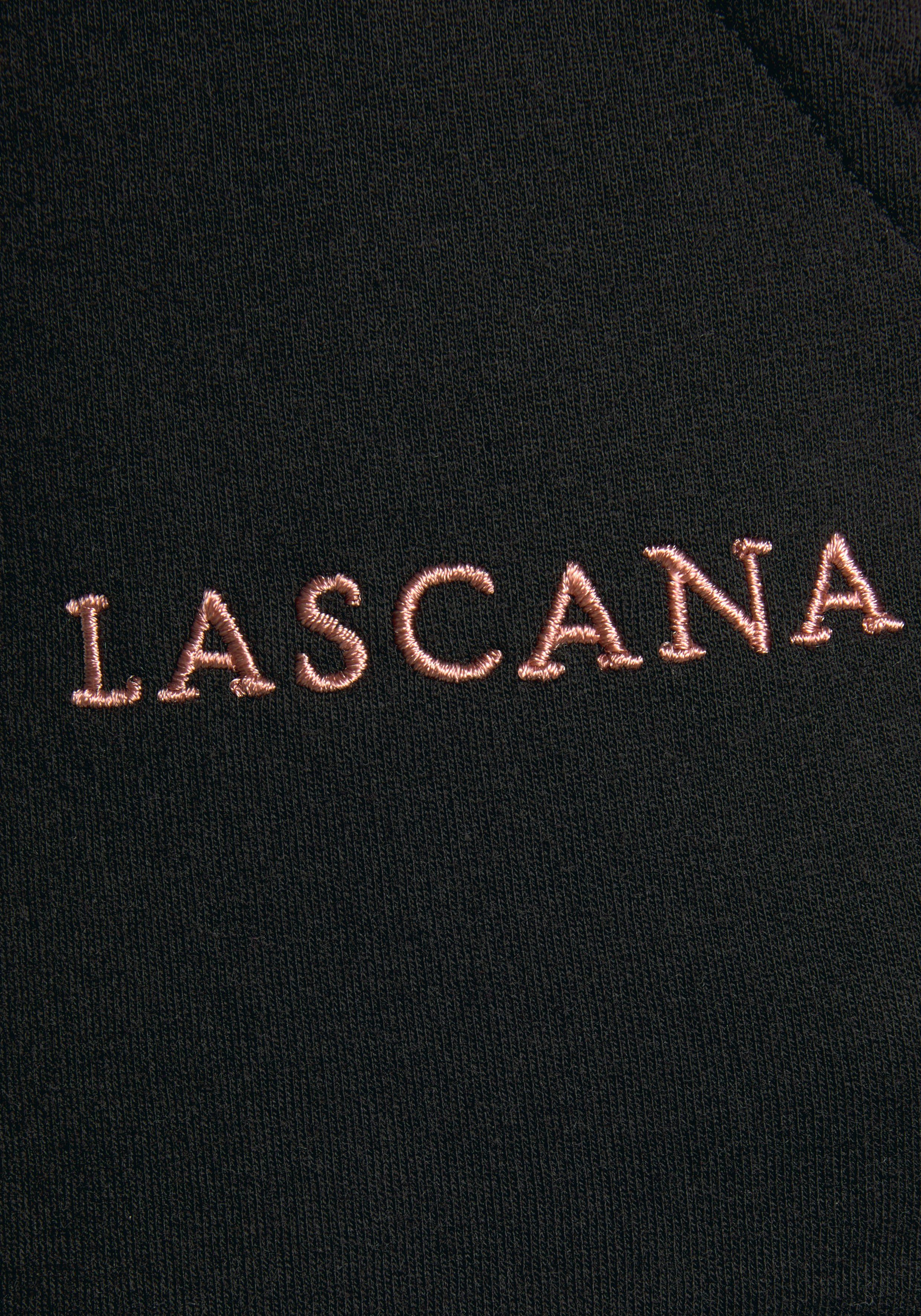 Lascana Sweatshort met logo-borduurwerk, loungepak