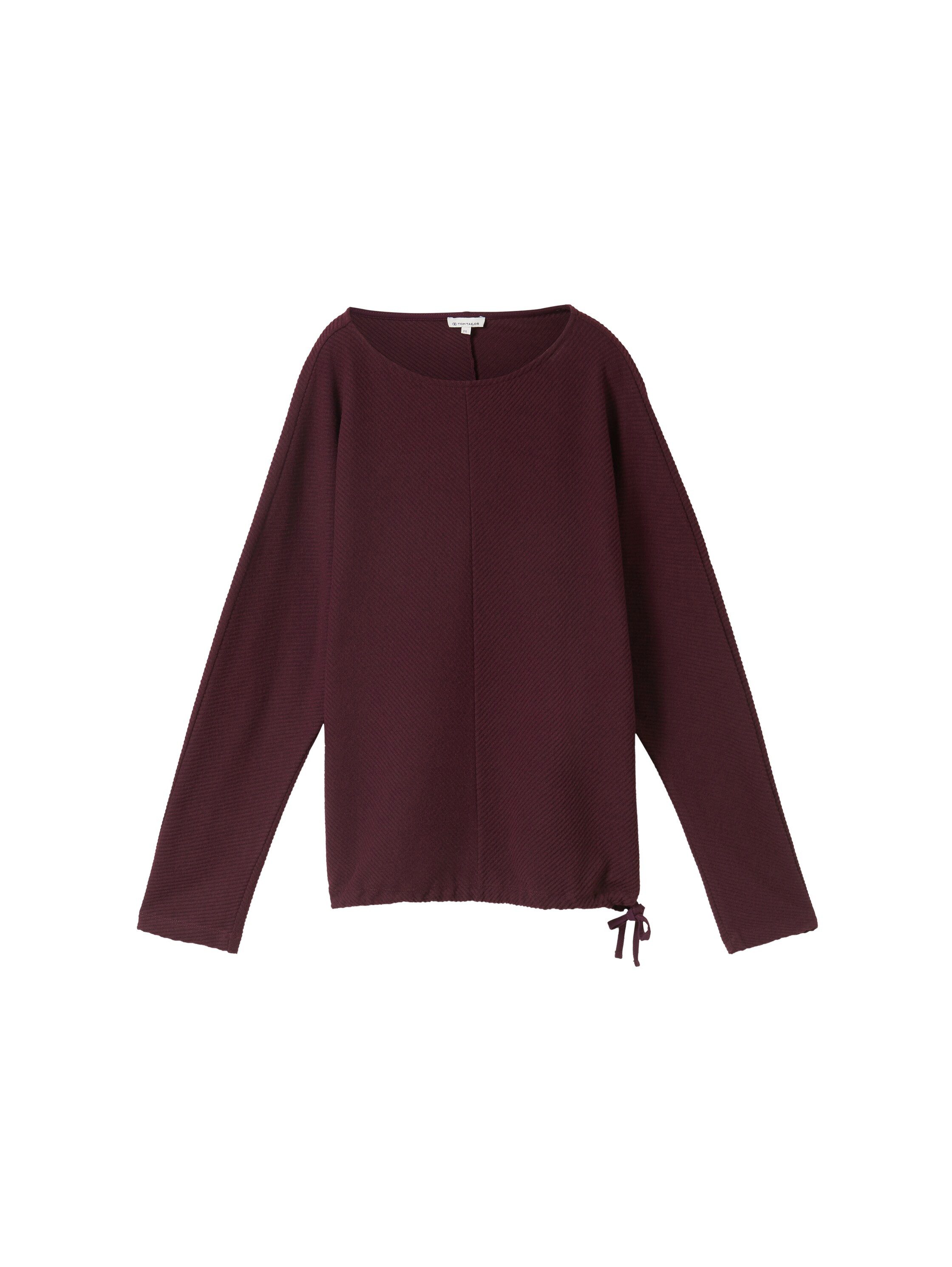 Tom Tailor Shirt met vleermuismouwen met ronde halslijn en structuur-look