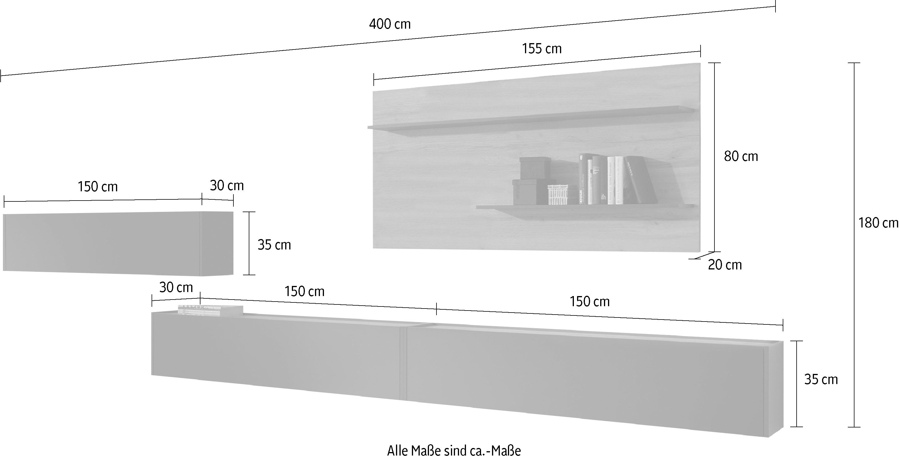 INOSIGN Wandmeubel City/Giron Breedte ca. 400 cm (set, 4-delig)