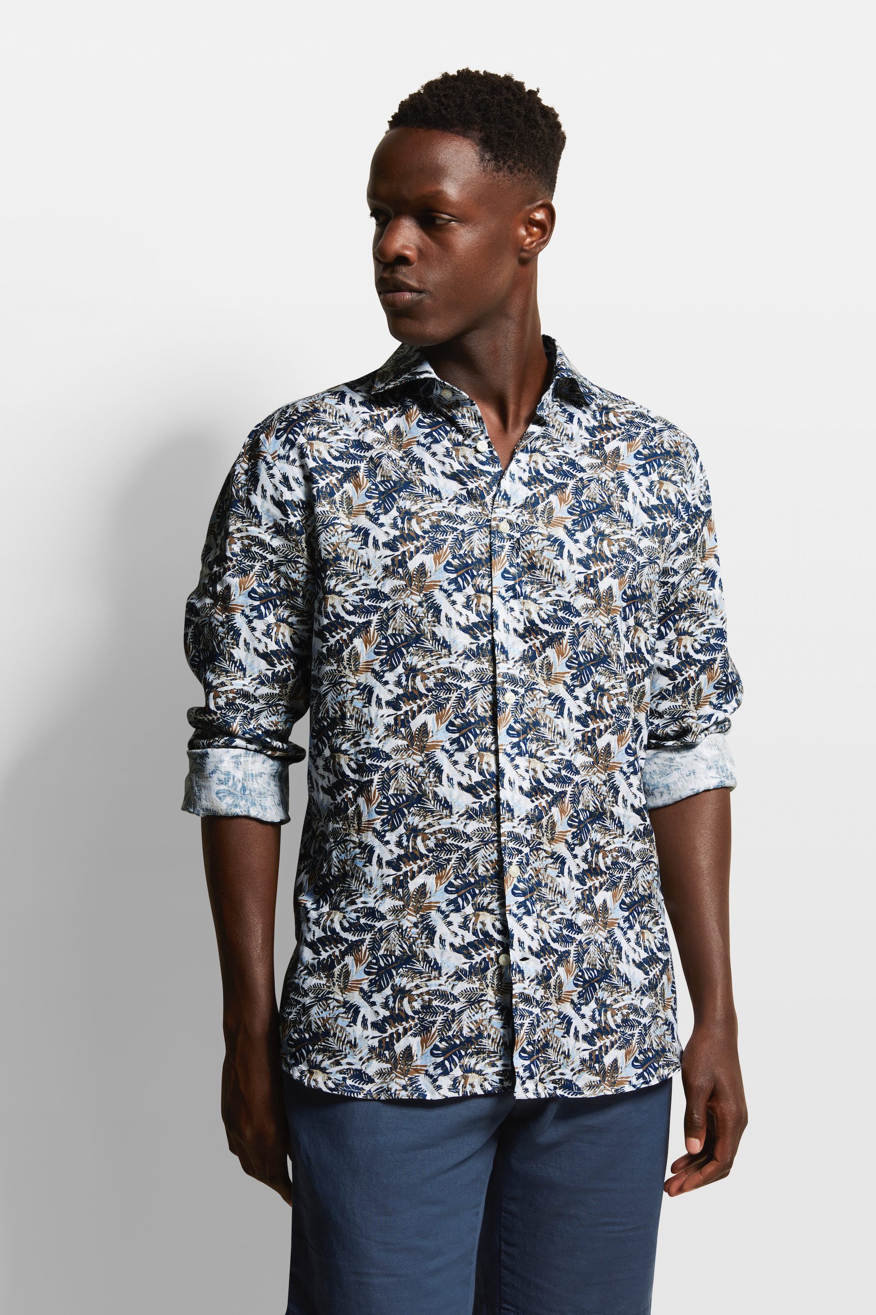 Bugatti Overhemd met lange mouwen met bloemenprint heren overhemden maat M blauw